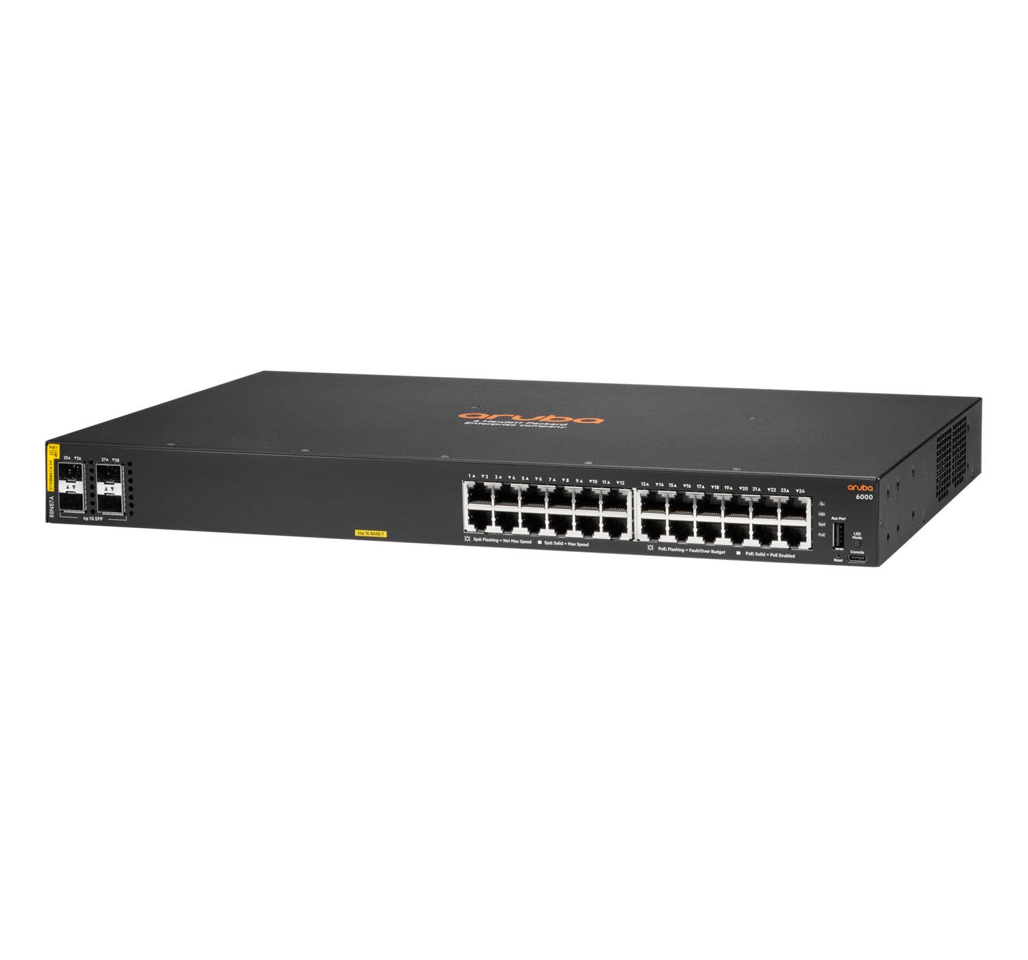 HPE R8N87A Aruba 6000 24G Class4 PoE 4SFP 370W Switch - managed - 24 x 10/100/1000 (PoE+) ()