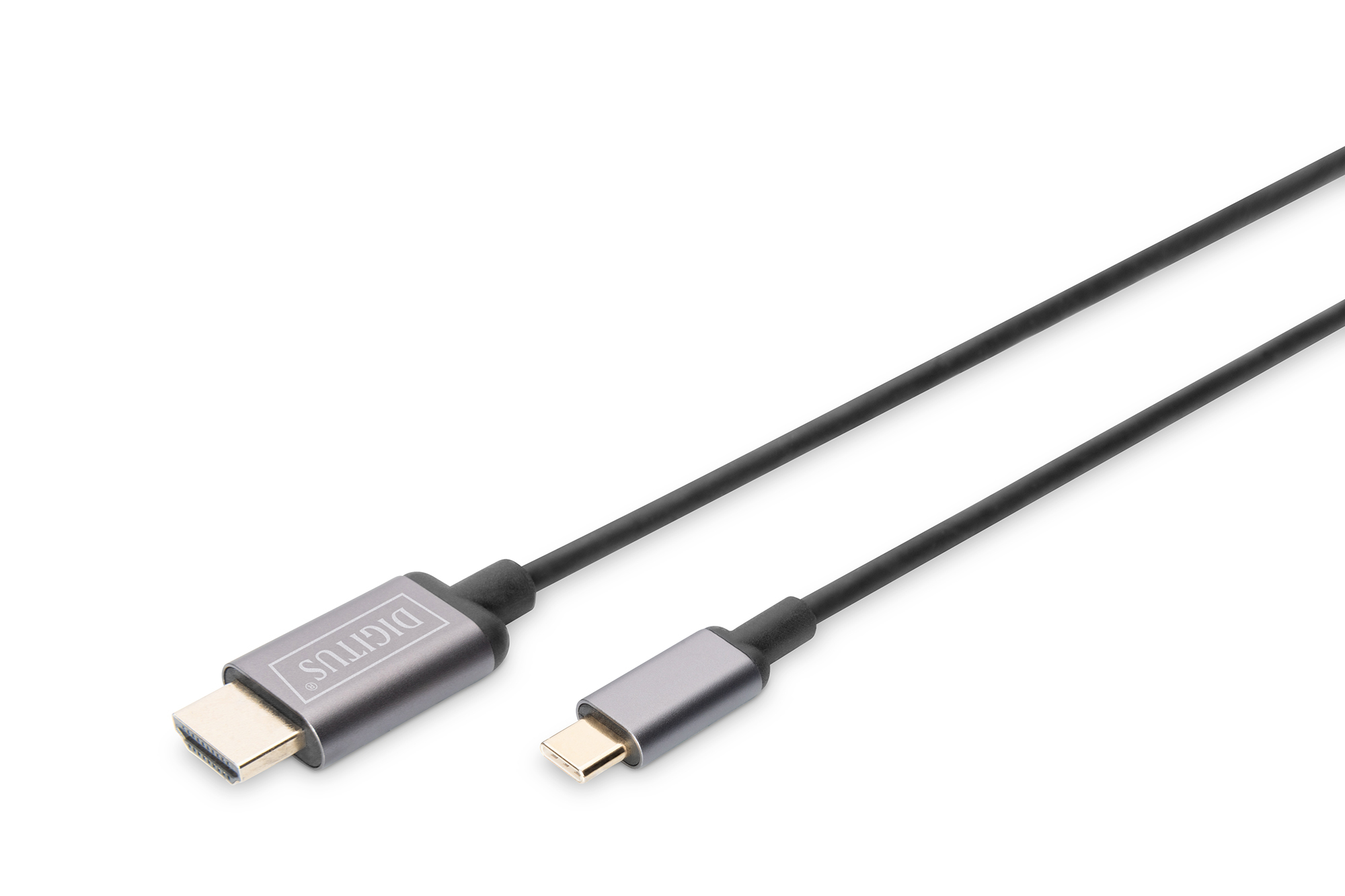 DIGITUS DA-70821 USB-C - HDMI Adapter, 1,8 m 4K/30Hz, schwarz, Metallgehäuse