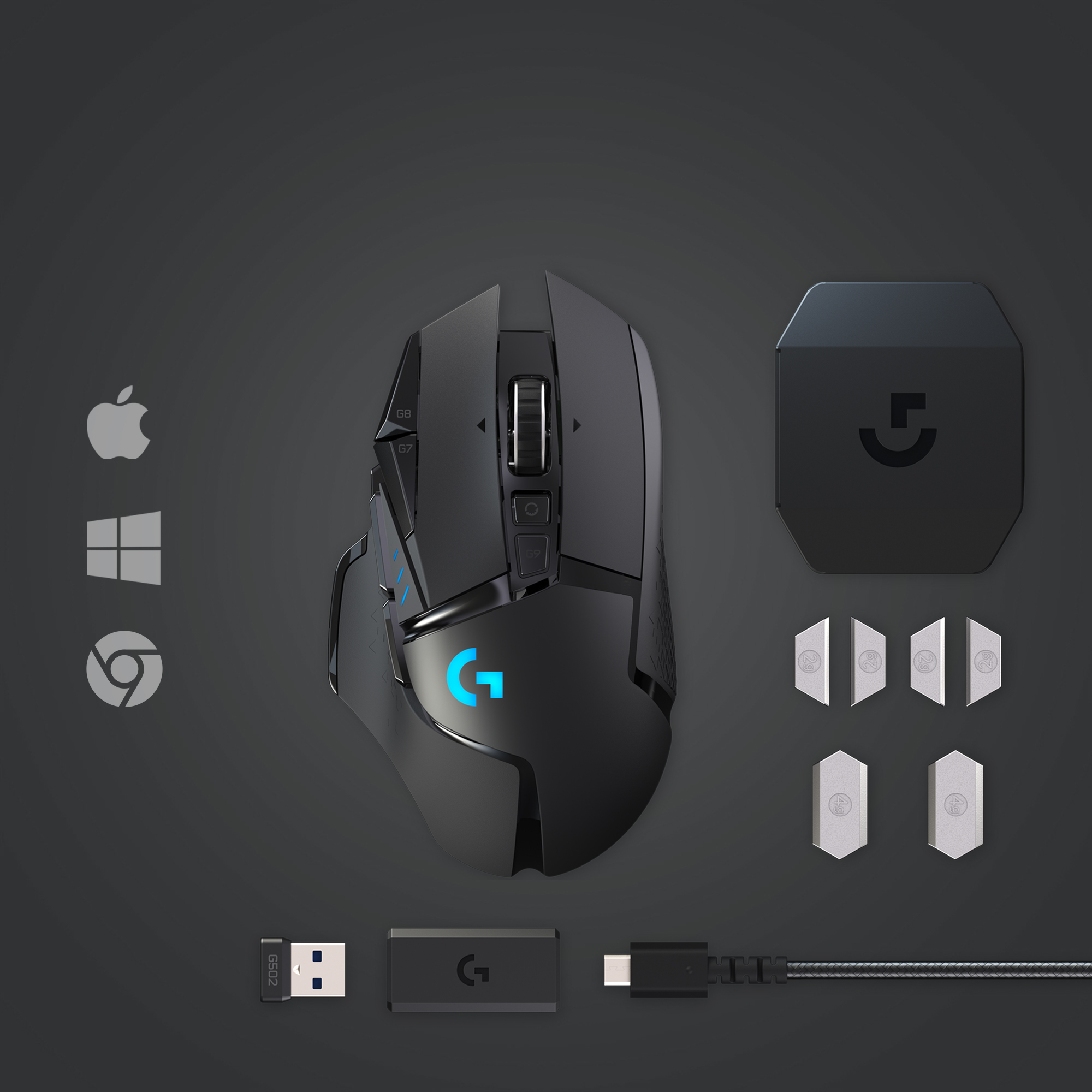 Logitech Maus G502 Gaming Mouse  optisch - 11 Tasten - kabellos
