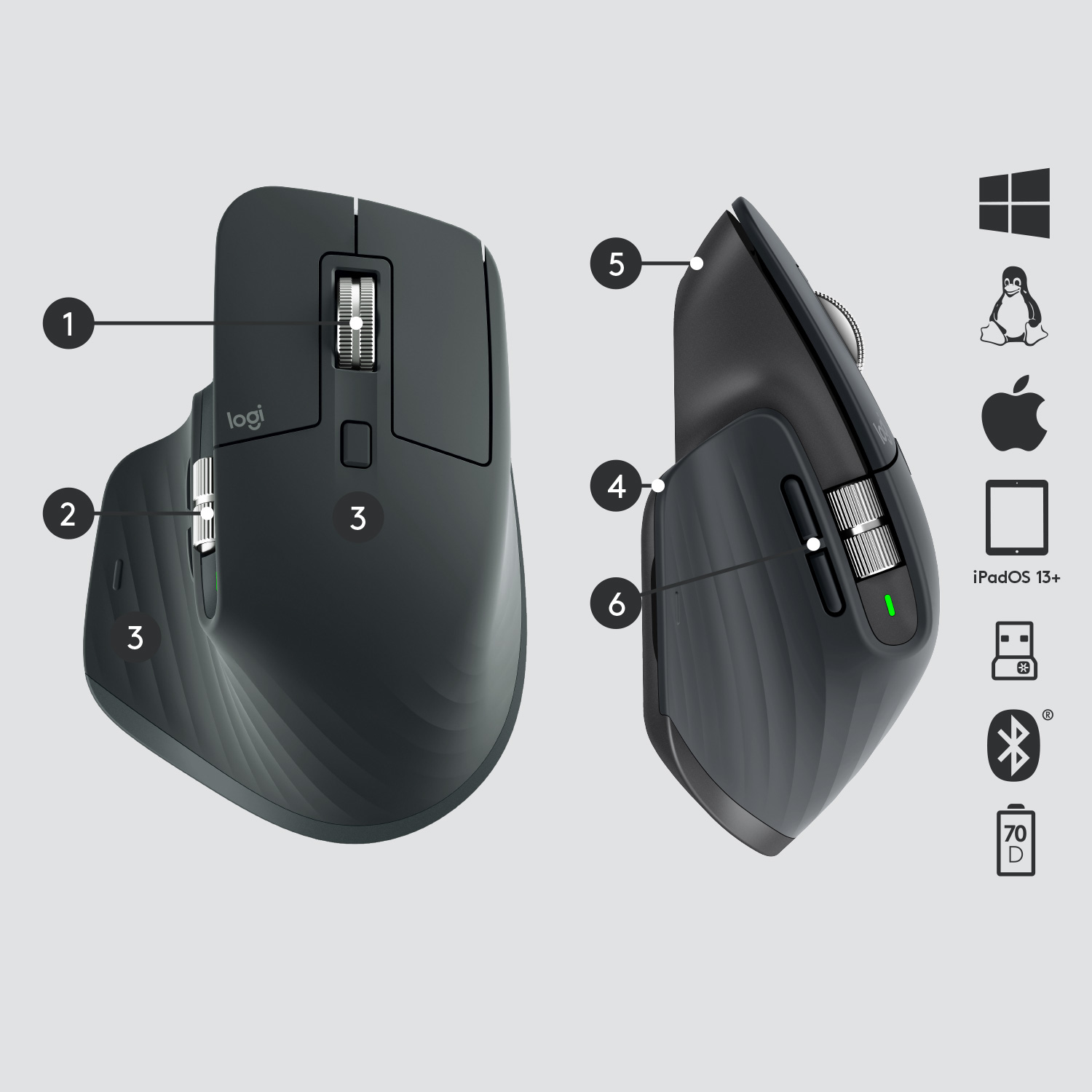 Logitech Maus MX Master 3, Graphite