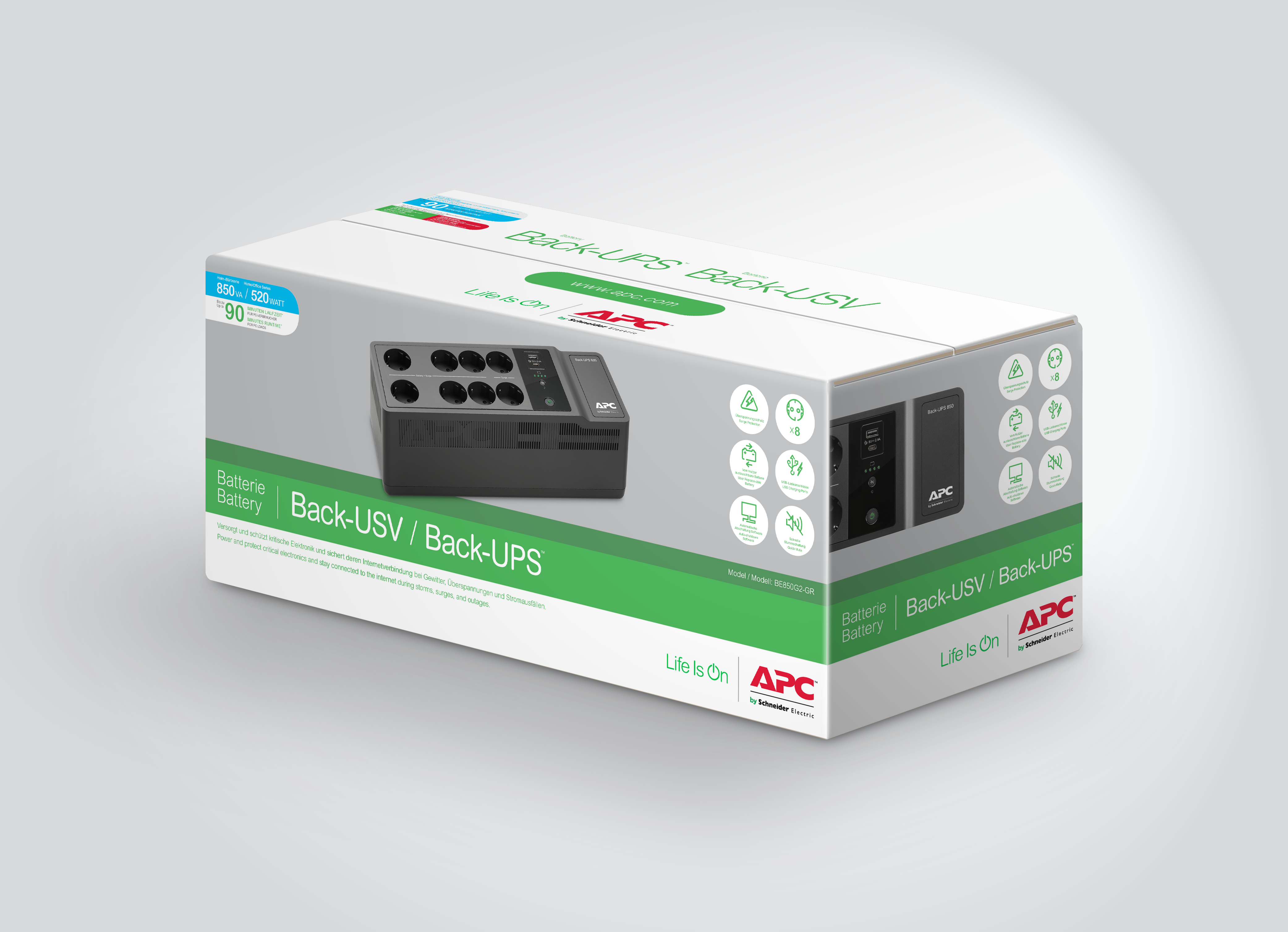 APC BE850G2-GR - Back-UPS 850VA, 230V, USB Type-C and A charging ports