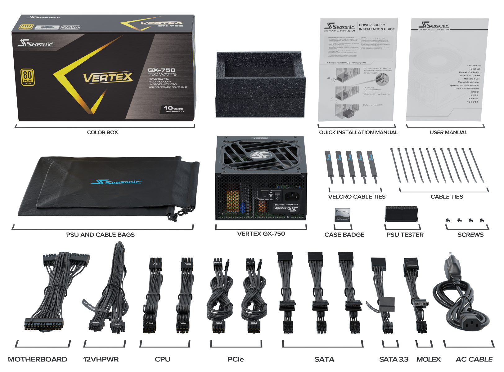 Seasonic VERTEX GX-750 | ATX 3.0 | 750W | aktiv | vollmodular | 80 PLUS Gold
