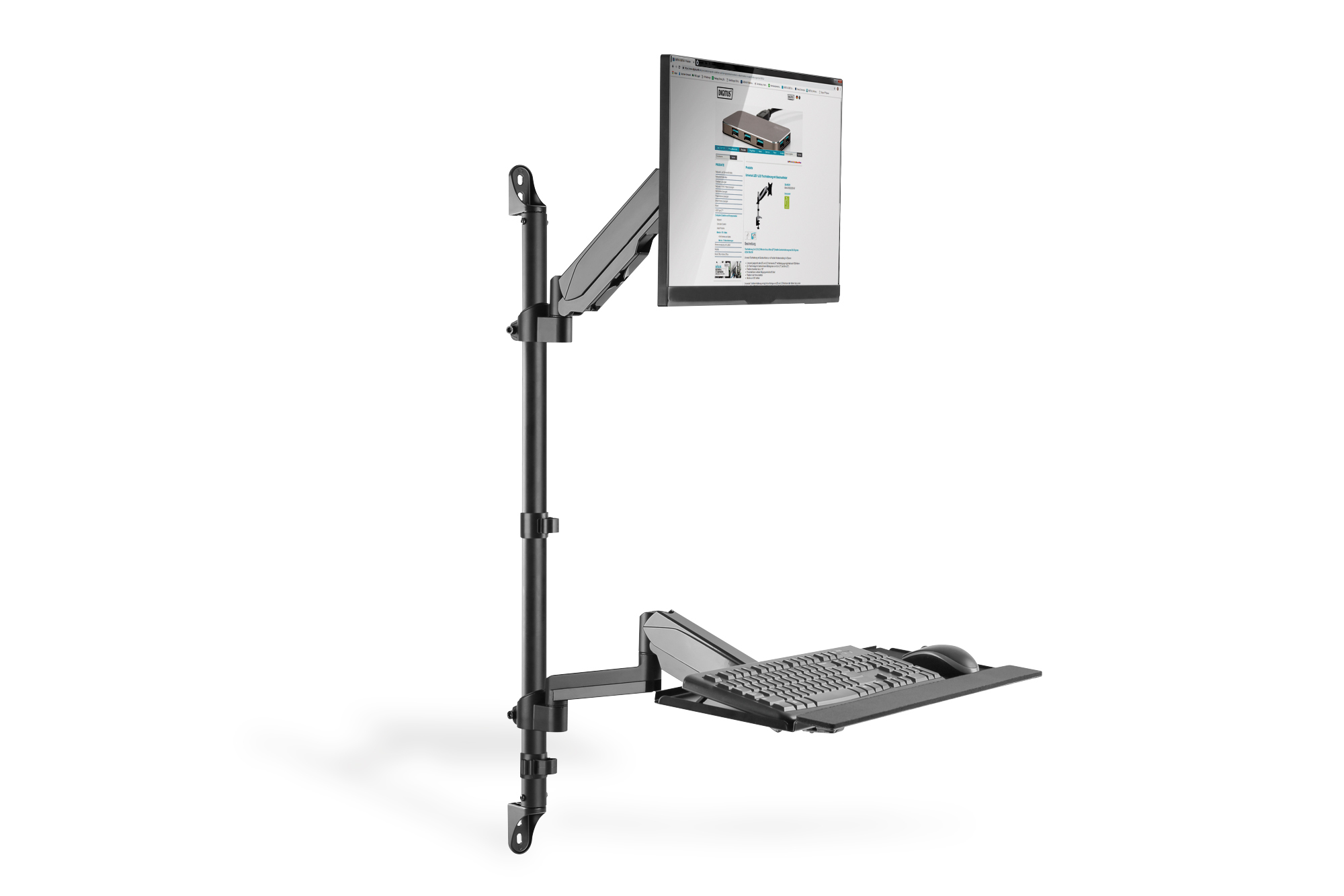 DIGITUS DA-90372 Flexibler Steh-/ Sitz-Arbeitsplatz zur Wandmontage, Single Monitor