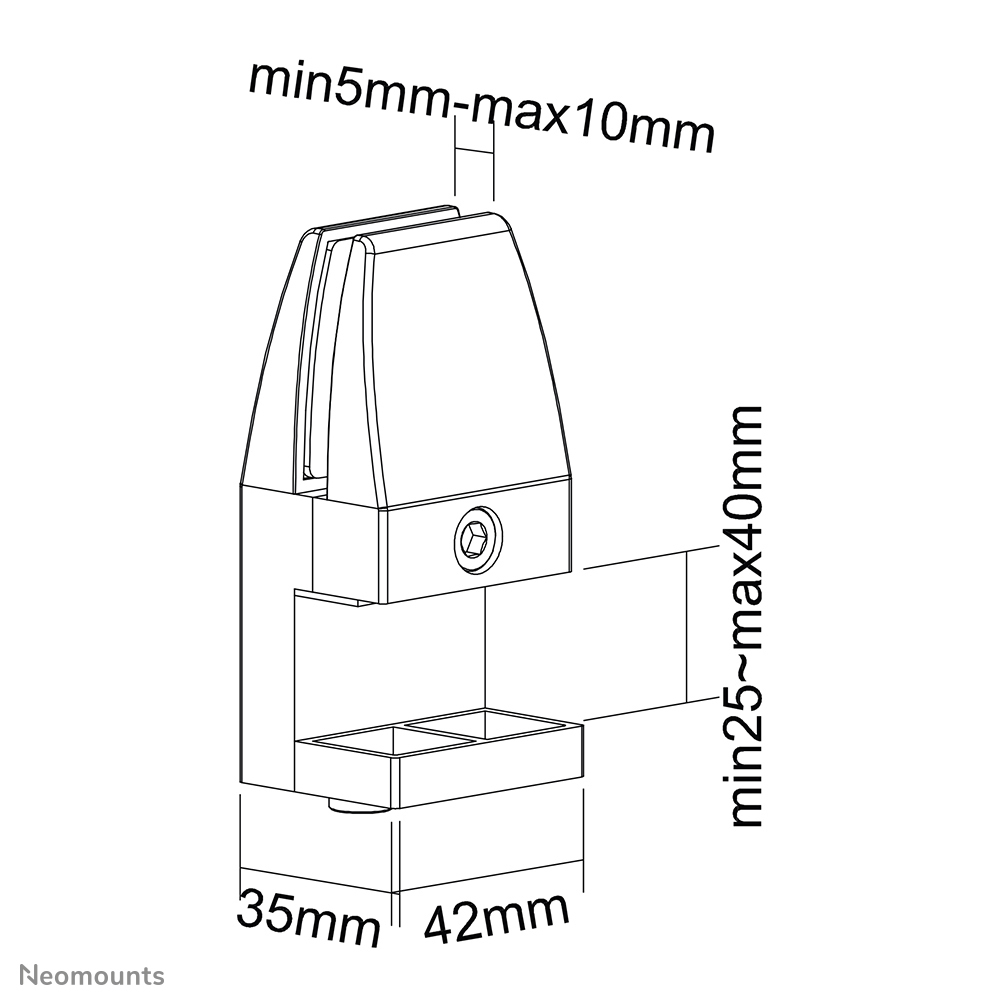 Neomounts Neomounts Klemmensatz für Schreibtisch (2 Stk) - 25 - 40 mm - Tisch/Bank - 42 mm - 31 mm - 89 mm - 465 mm