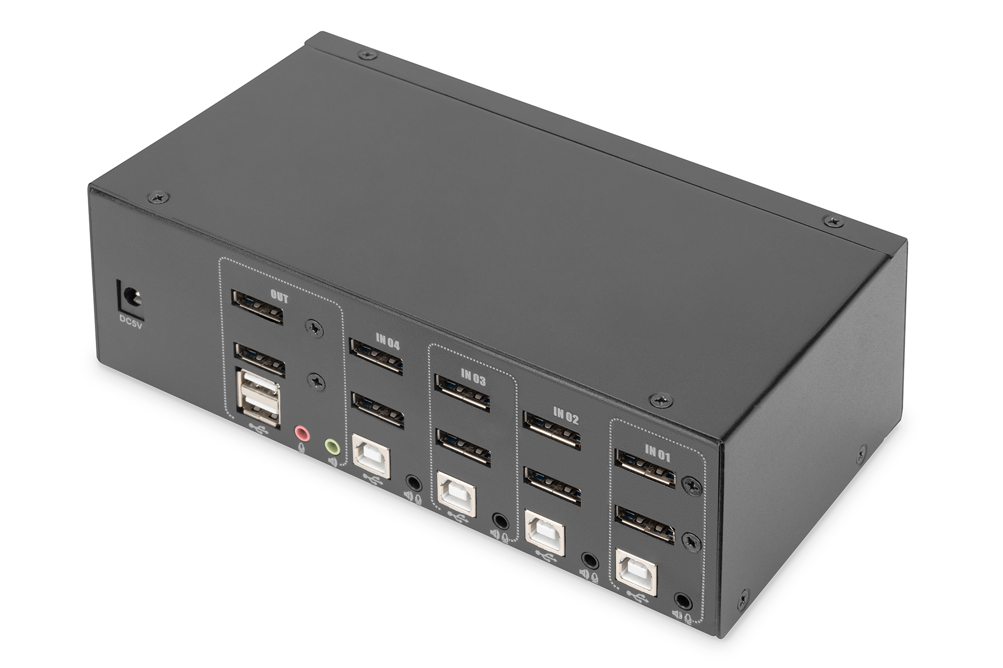 DIGITUS DS-12882 KVM Switch, 4 Port, Dual Display, 4K, DisplayPort