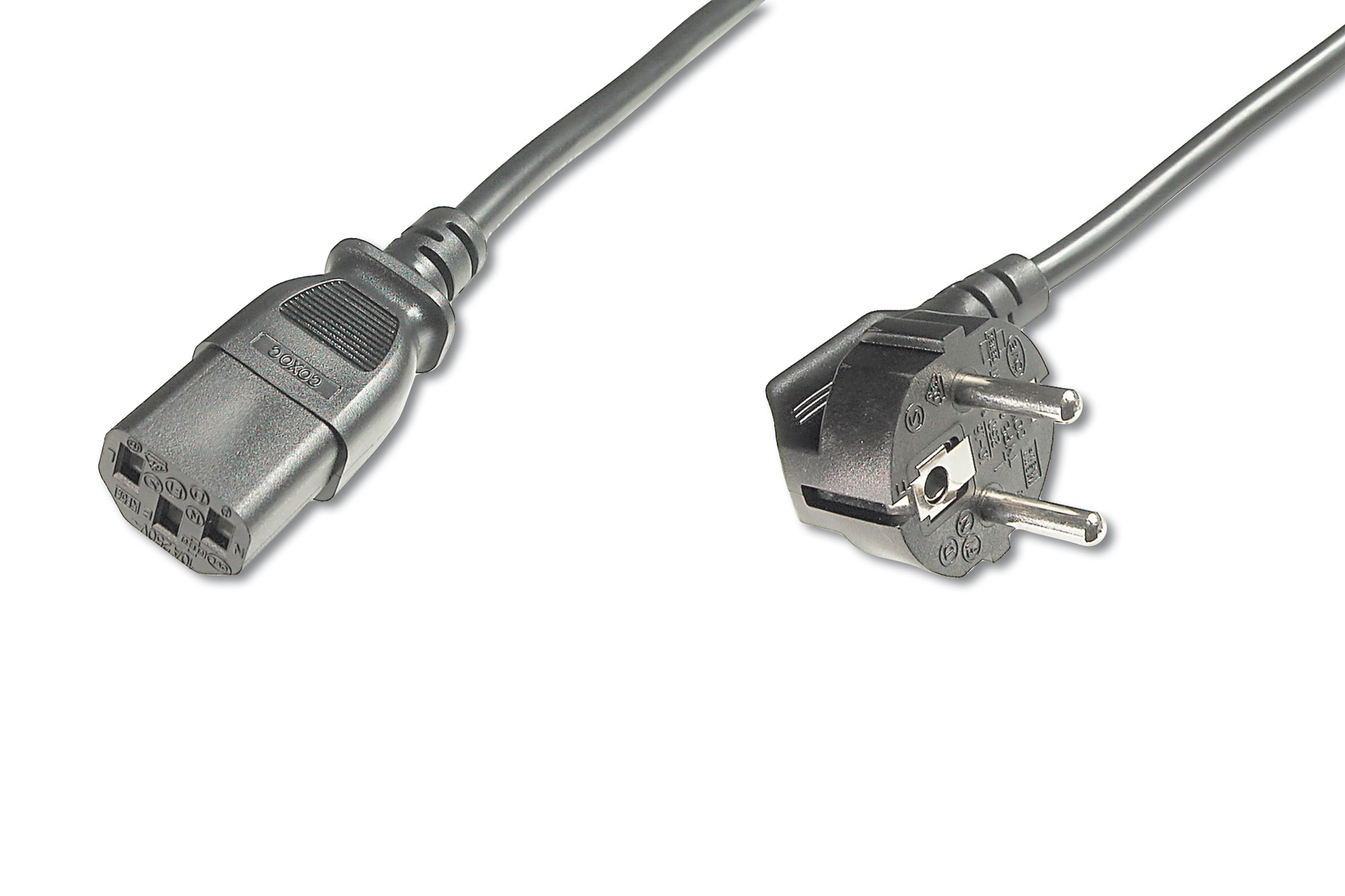 DIGITUS AK-440100-018-S Netzanschlusskabel,CEE 7/7 (Typ-F) 90ø gewink.- C13 St/Bu, 1.8m