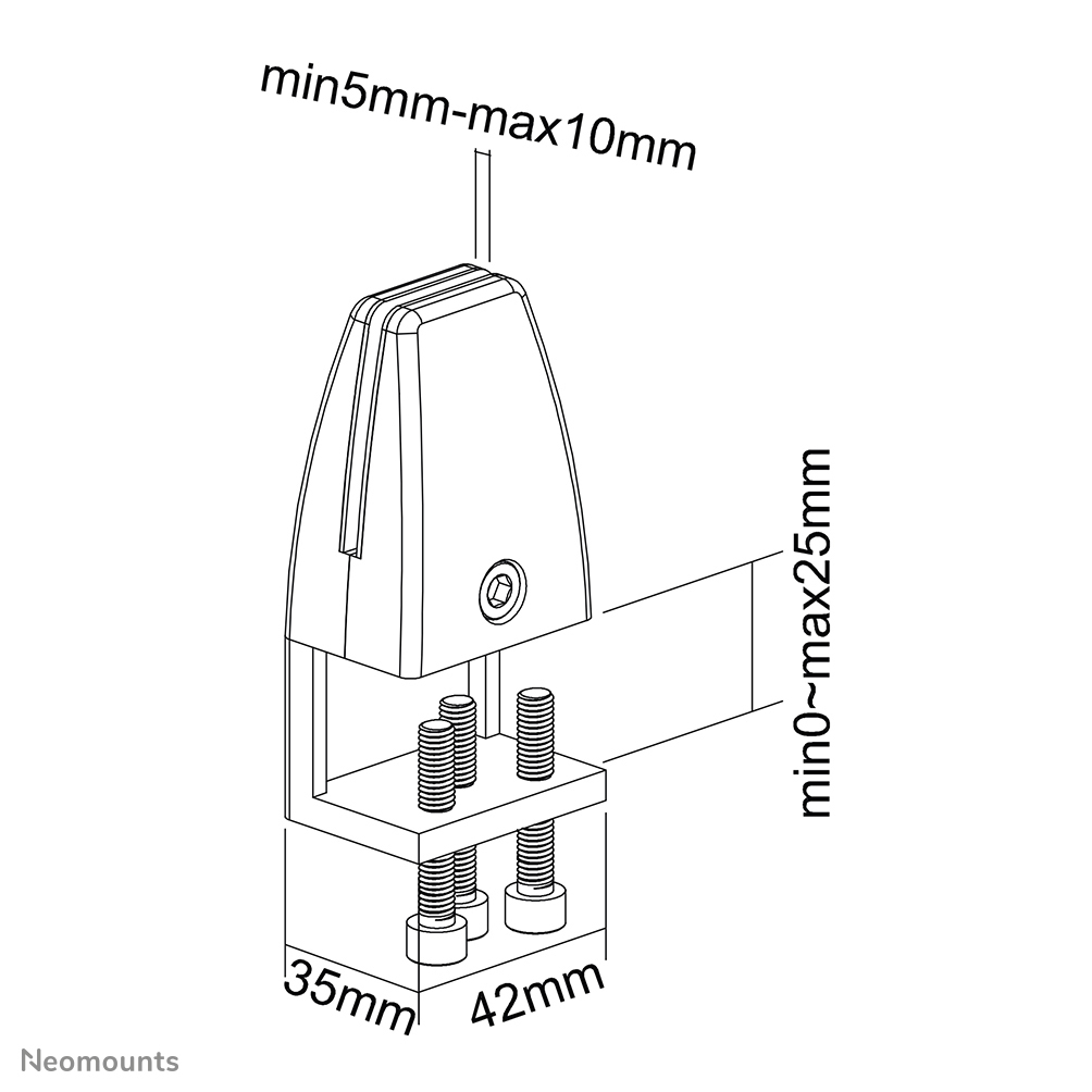Neomounts Klemmensatz für Schreibtisch (2 Stk) - 8 - 25 mm - Tisch/Bank - 42 mm - 31 mm - 89 mm - 465 mm
