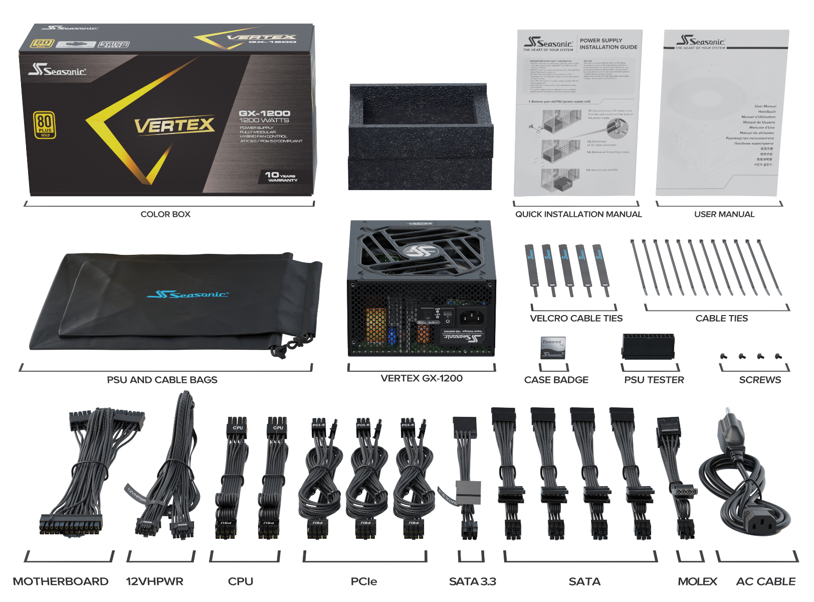 Seasonic VERTEX GX-1200 | ATX 3.0 | 1200W | aktiv | vollmodular | 80 PLUS Gold