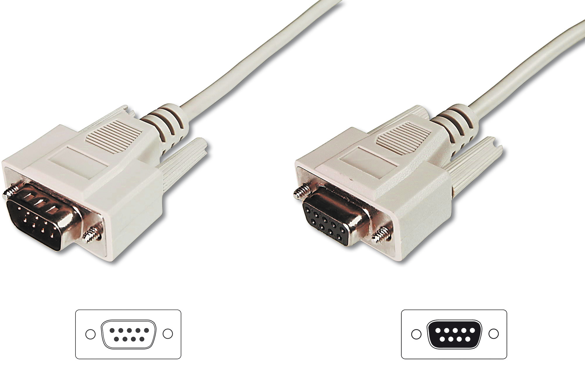 DIGITUS AK-610203-020-E Datatransfer Verlängerungskabel, D-Sub9/St - D-Sub9/Bu