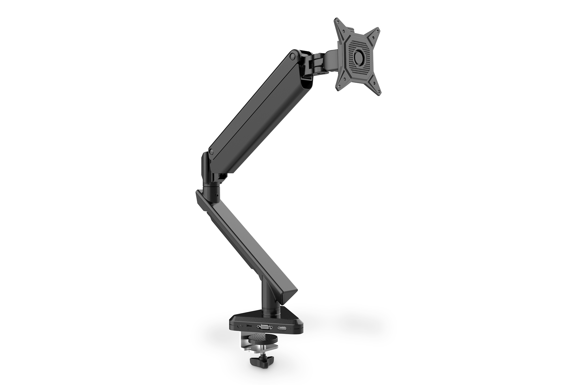 DIGITUS DA-90405 Smarte Monitorhalterung mit integrierter Docking Station, Gasdruckfeder und Klemmbefestigung