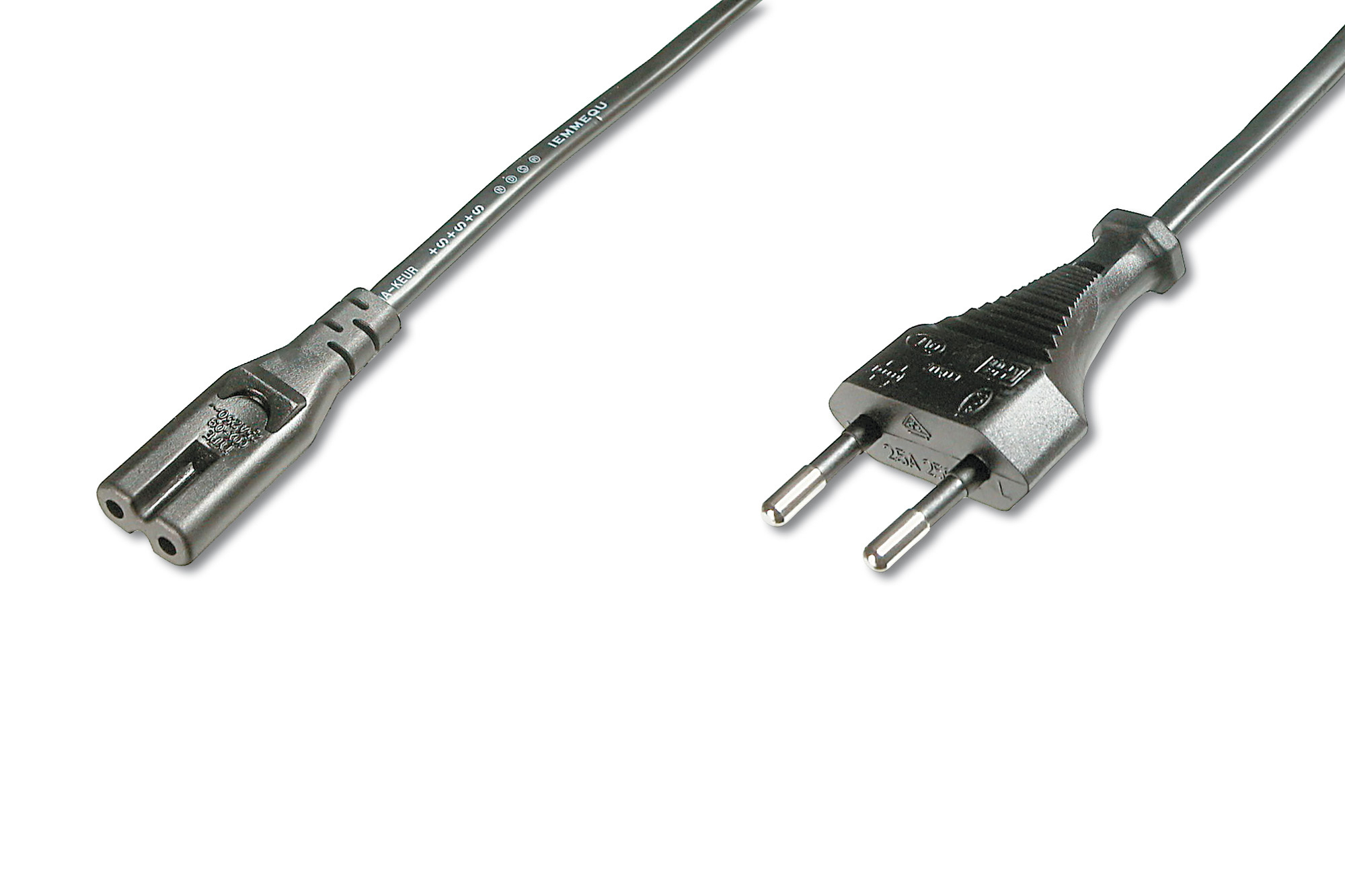 DIGITUS Netzanschlusskabel 2-polig, Euro - C7 St/Bu, 1.8m
