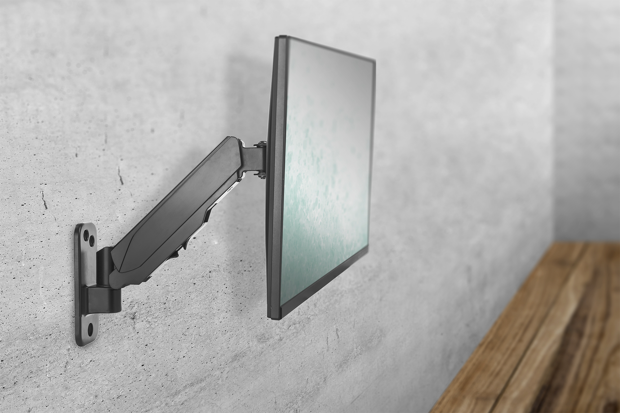 DIGITUS DA-90396 Universal Single Monitorhalter mit Gasdruckfeder, Wandmontage
