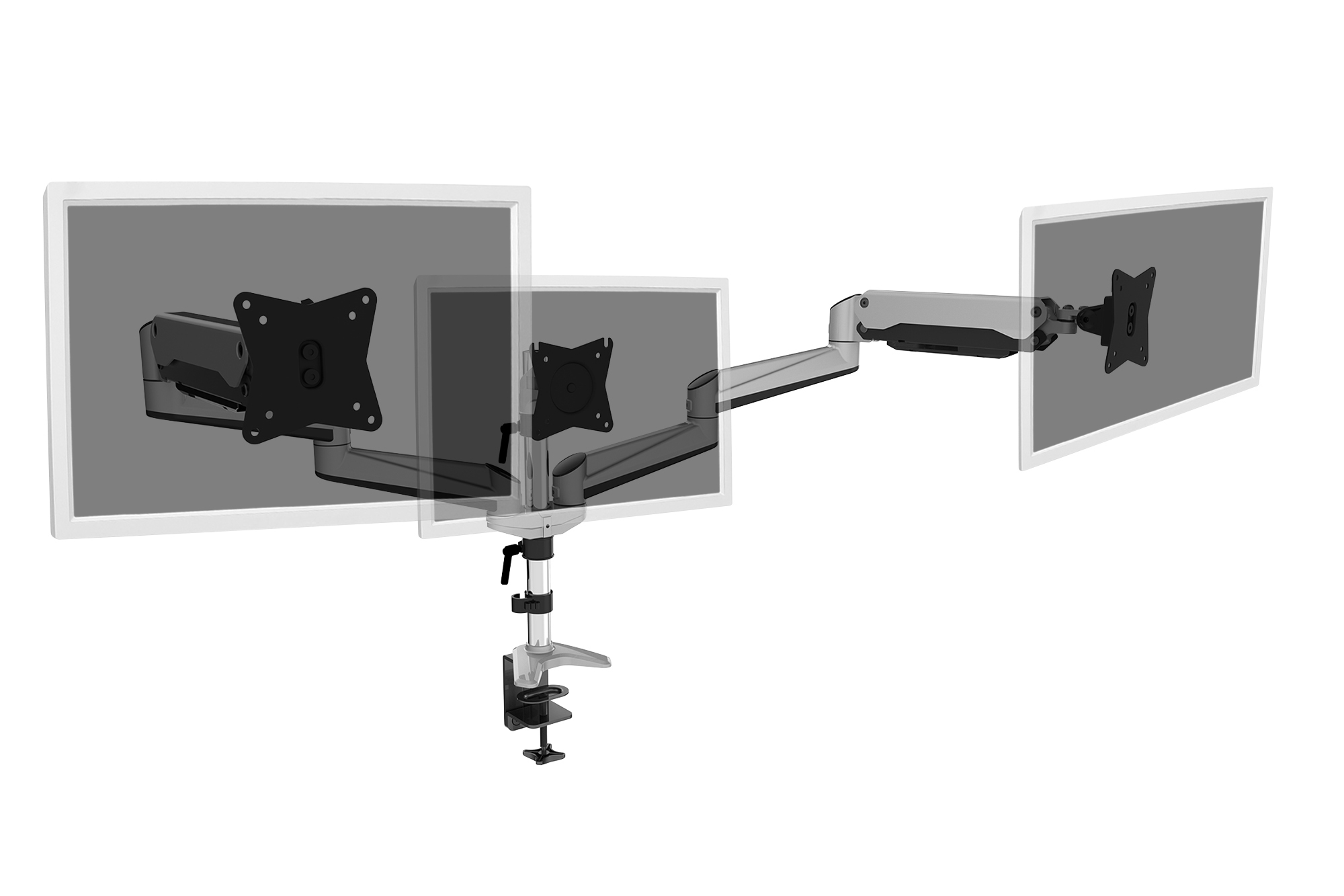 DIGITUS DA-90363 Universal Triple Monitor - mit Gasdruckfeder und Klemmbefestigung