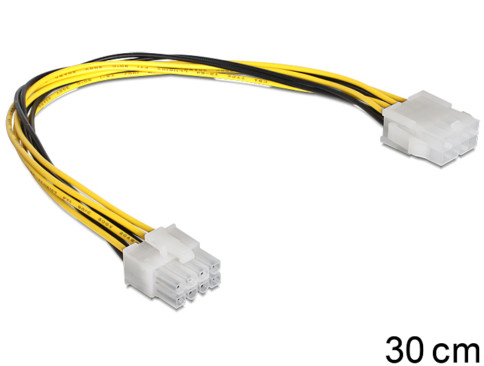 Delock Kabel Spannungsversorgungs Verlängerungskabel 8 Pin ATX Buchse Stecker 30cm