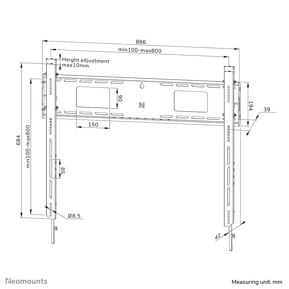 Neomounts LEVEL-750 Wandhalterung fest (VESA 800x600) WL30-750BL18