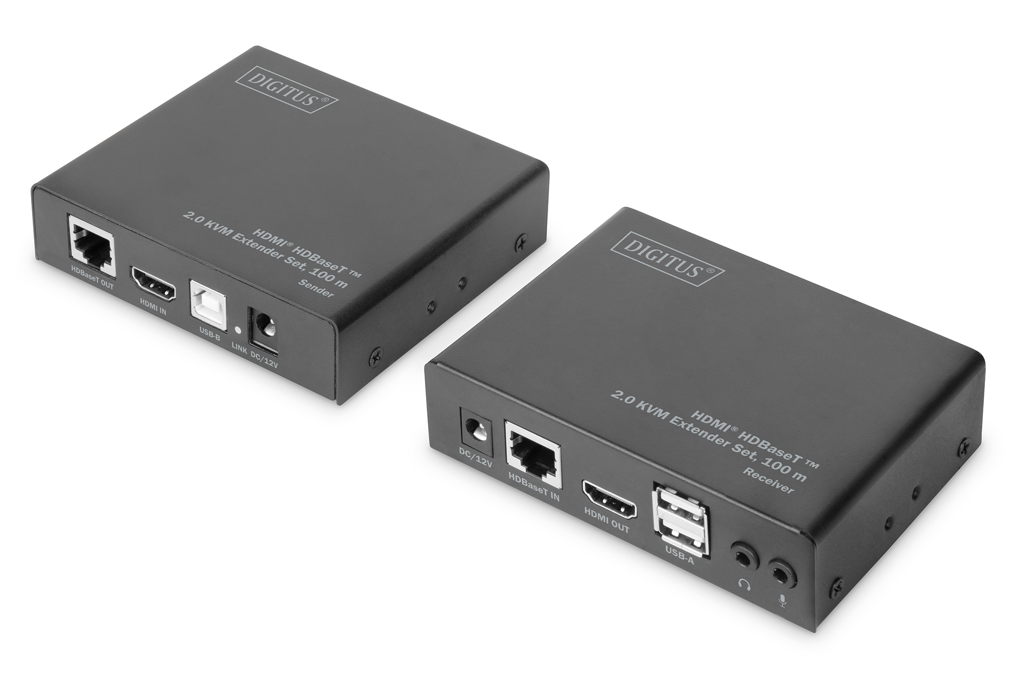 DIGITUS DS-55505 4K HDMI HDBaseT™ 2.0 KVM Extender Set, 100 m