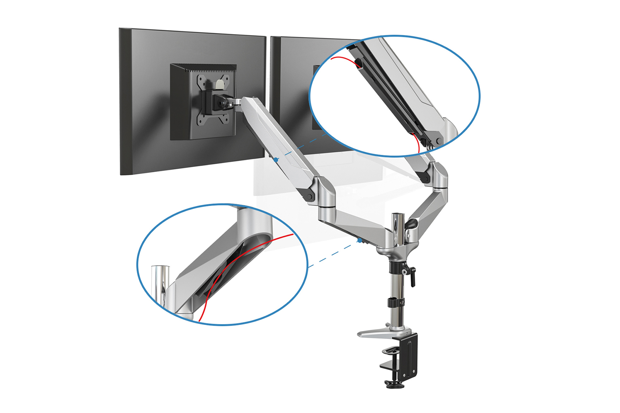 DIGITUS DA-90353 Universal Dual Monitorhalter mit Gasdruckfeder und Klemmbefestigung