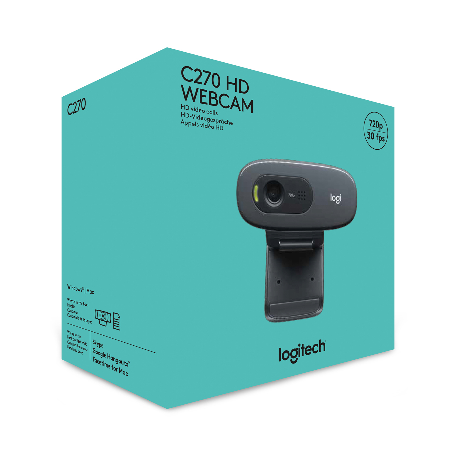 Logitech Kamera C270 HD Webcam, schwarz