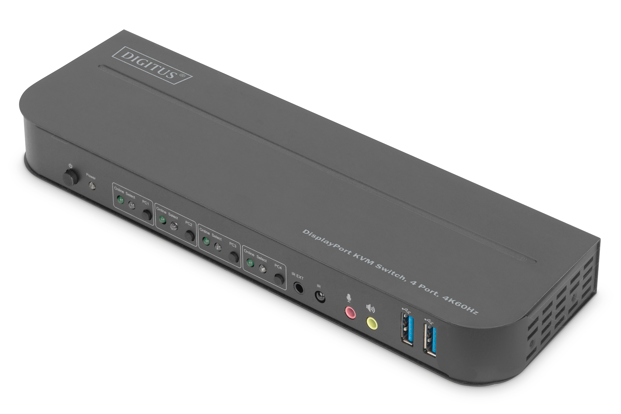 DIGITUS DS-12890 KVM-Switch, 4-Port, 4K60Hz, 4 x DP in, 1 x DP/HDMI out