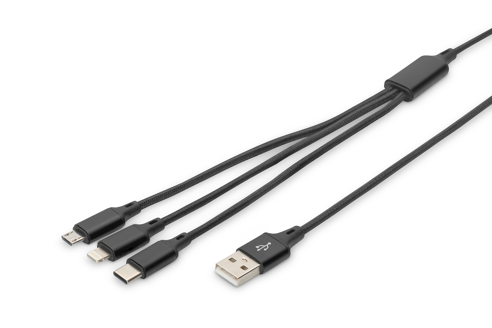 DIGITUS AK-300160-010-S 3-in-1 Ladekabel, für Apple, Android und Google-Pixel Geräte