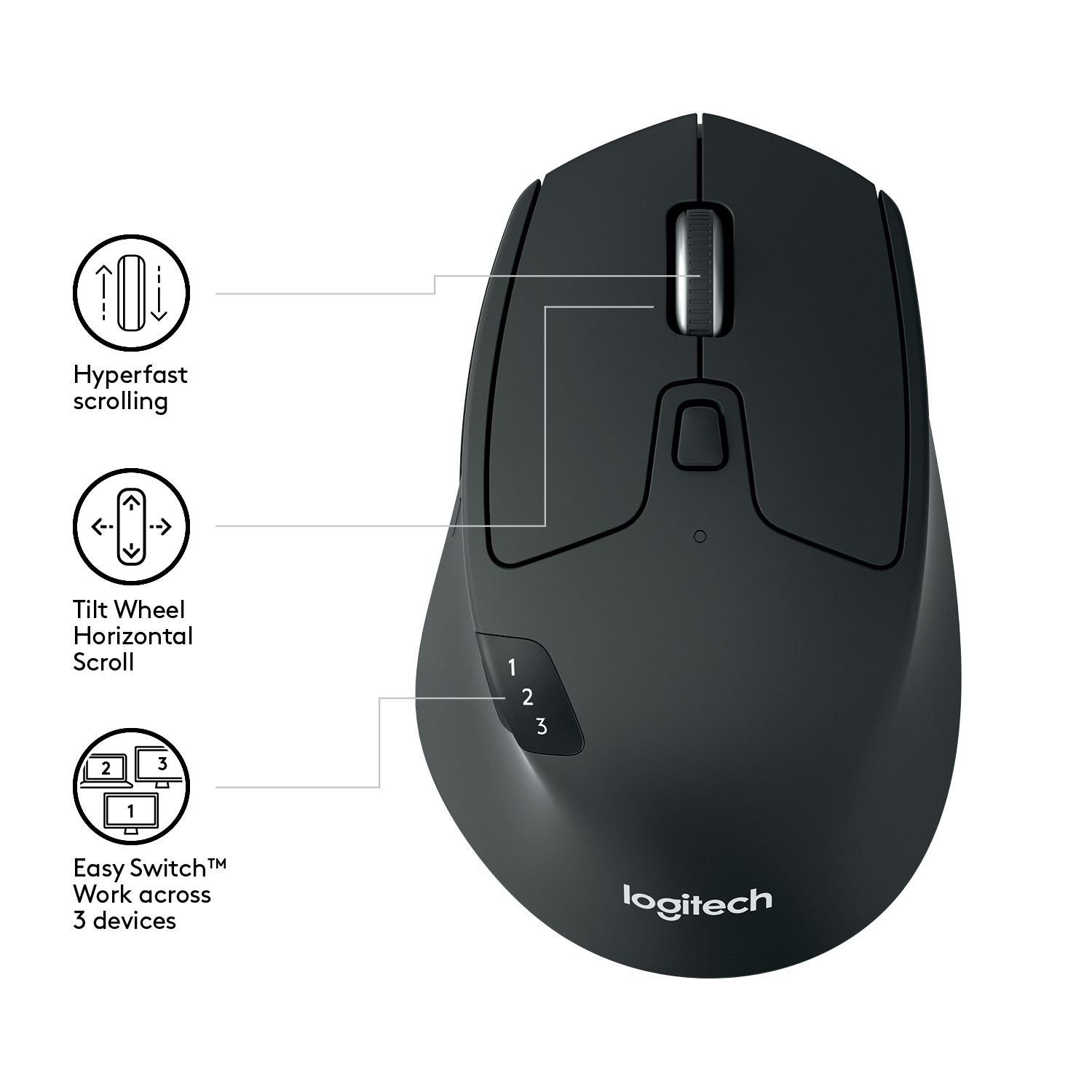 Logitech Maus M720 Triathlon, schwarz