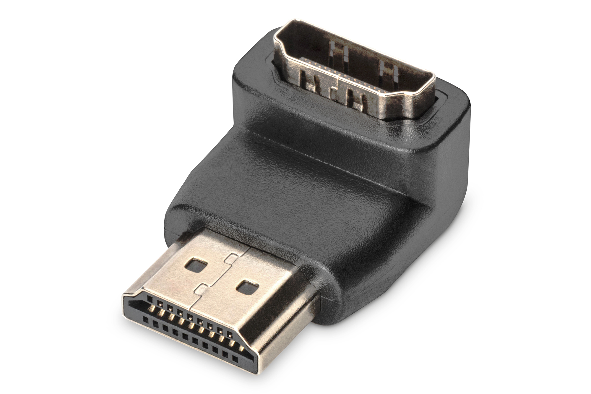 DIGITUS AK-330502-000-S HDMI Adapter, Typ A, 90ø angled St/Bu, Ultra HD 60p, sw, gold