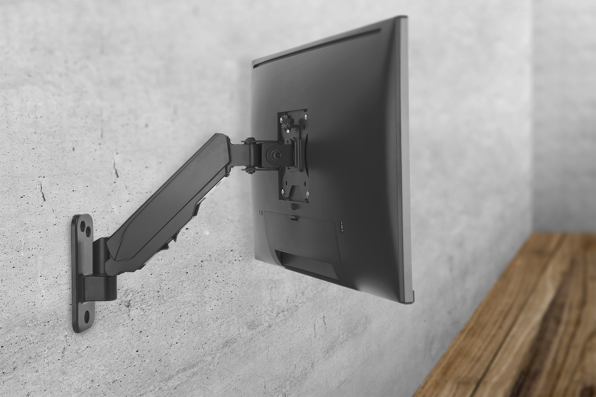DIGITUS DA-90396 Universal Single Monitorhalter mit Gasdruckfeder, Wandmontage