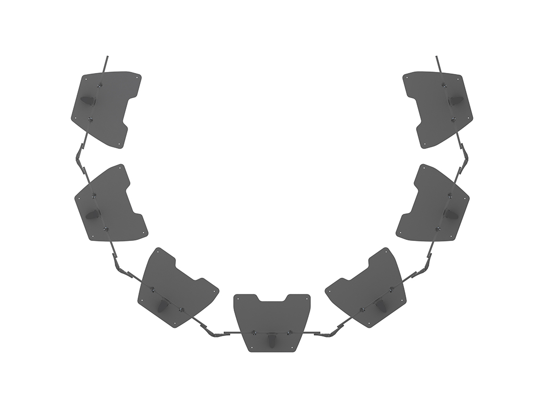 necklace, chevron plates, metal plates, segment chain, gray