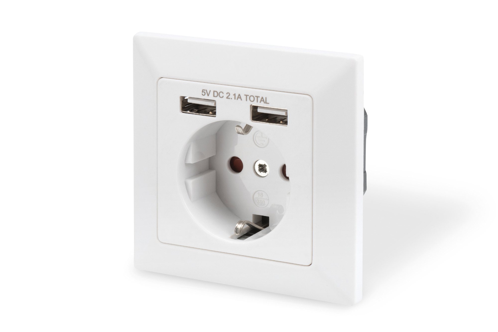 DIGITUS DA-70613 Sicherheits-Steckdose für Unterputzmontage mit 2 USB-Ports