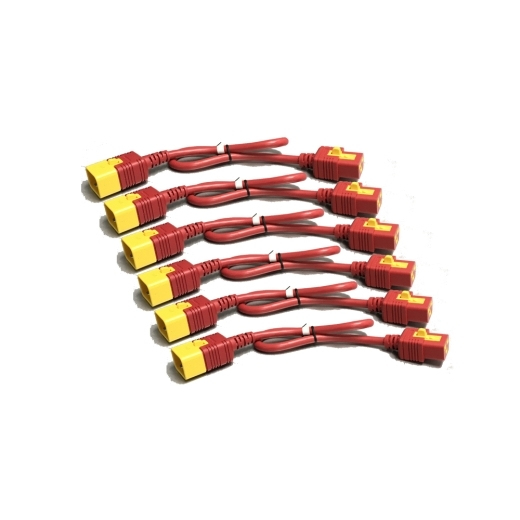APC AP8712SX340 - Power Cord Kit (6 EA), Locking, C19 TO C20, 0.6M (2FT), Red