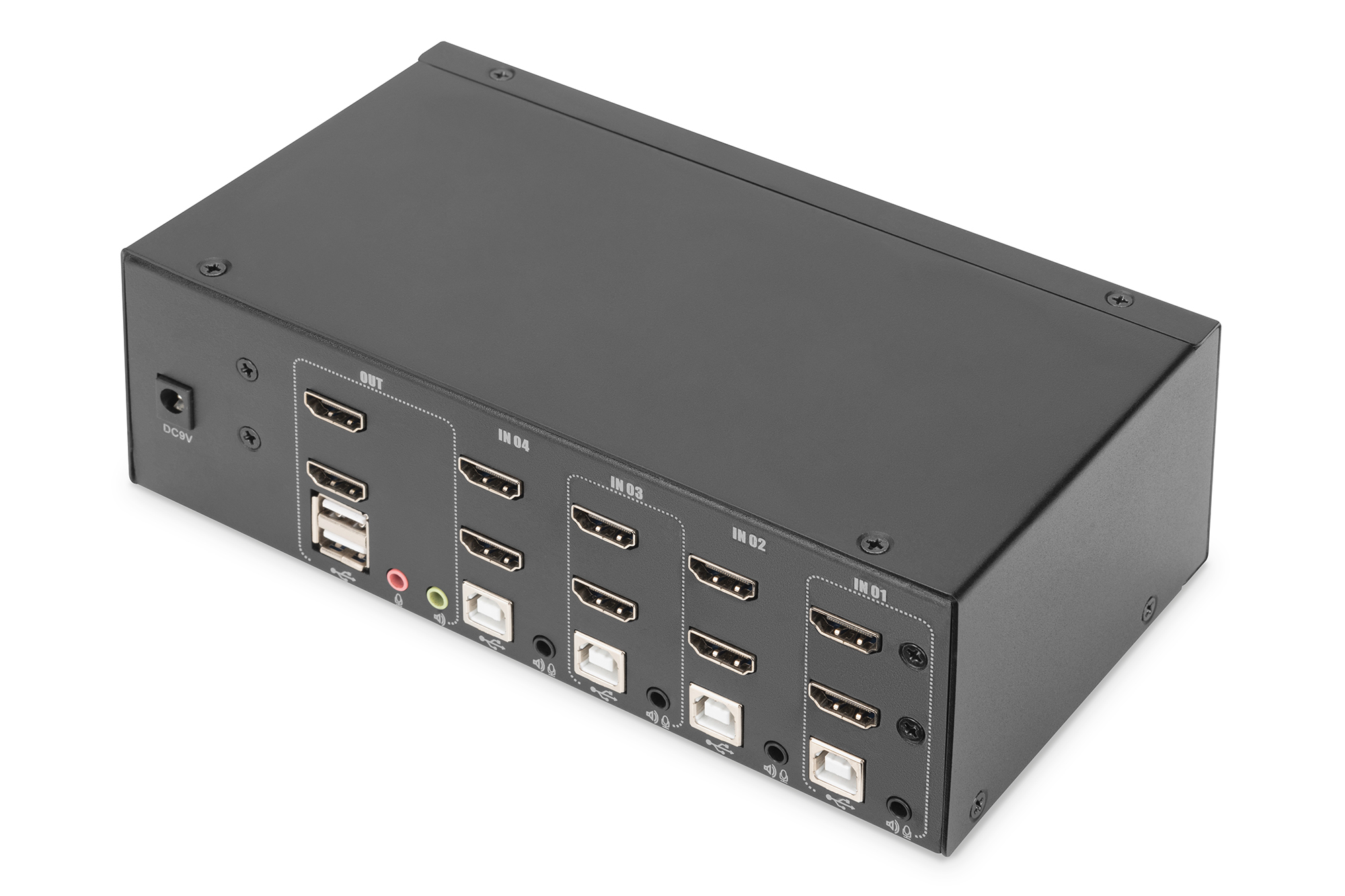 DIGITUS DS-12883 KVM-Switch, 4-Port, Dual-Display, 4K, HDMI