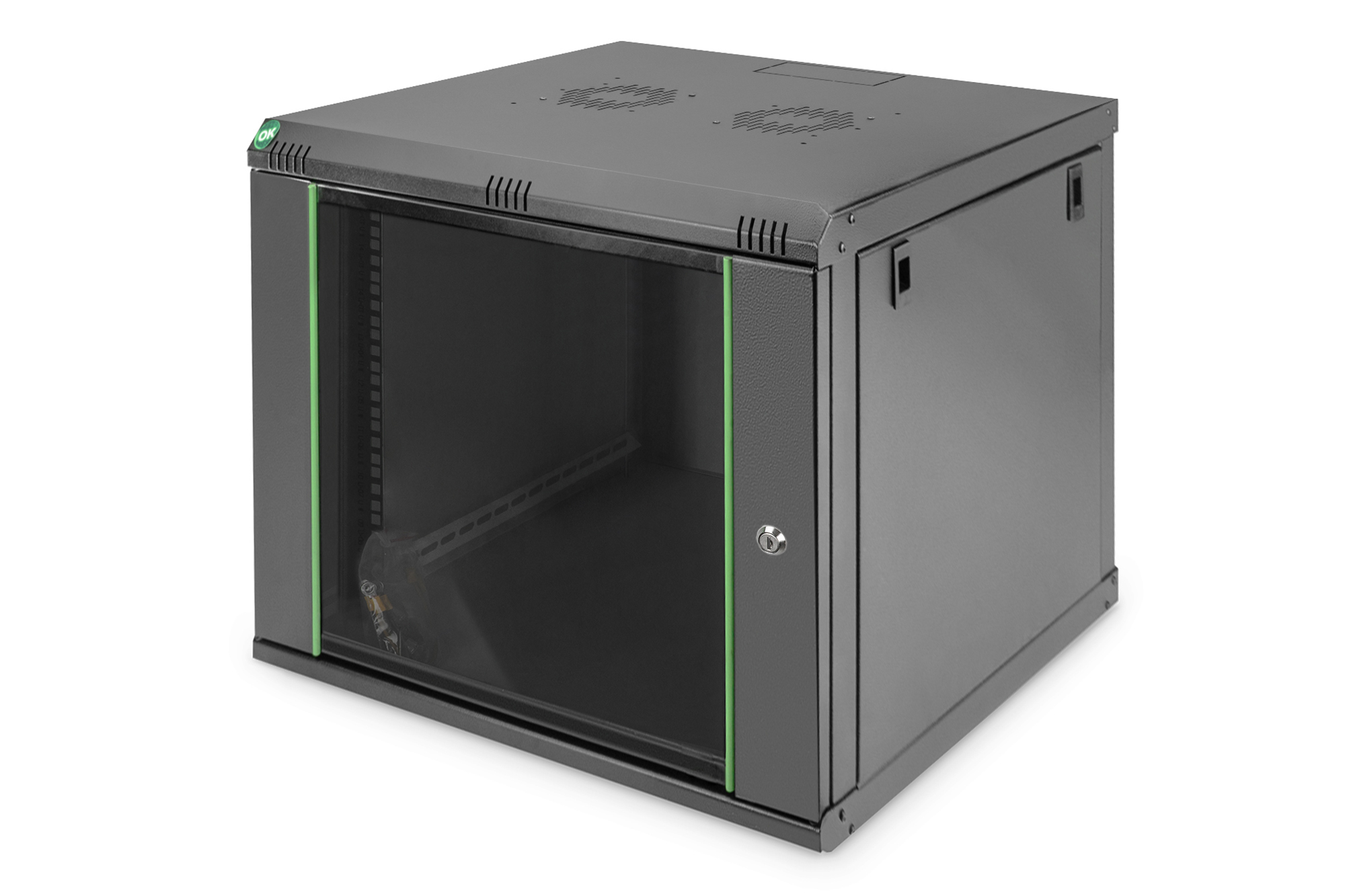 DIGITUS DN-19 09-U-EC-SW Netzwerkschrank 9HE Wandgehäuse 505x600x450 mm, Farbe Schwarz