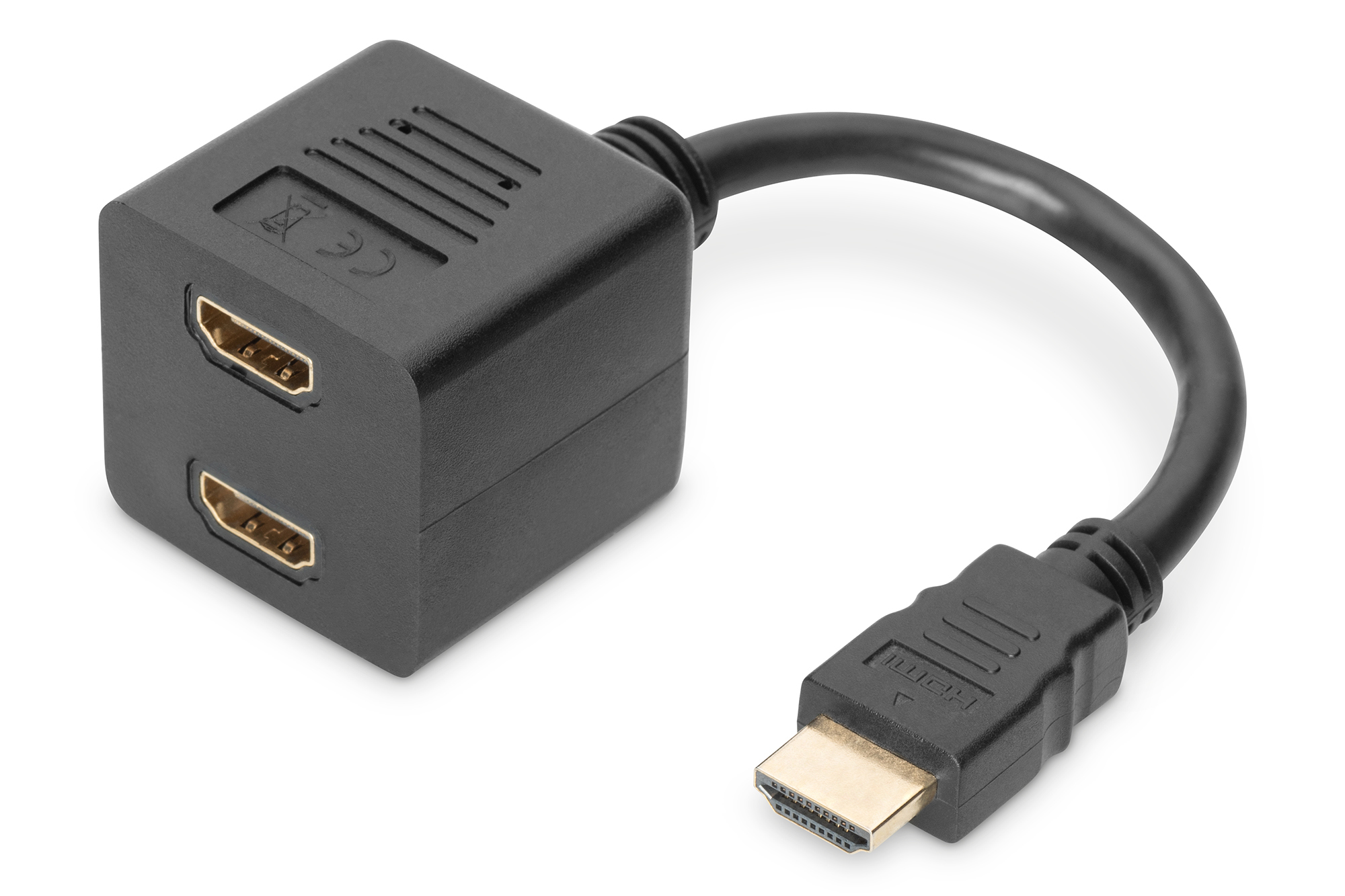 DIGITUS AK-330400-002-S HDMI Y-Verteilerkabel, Typ A -2xTyp A St/Bu, 0.2m