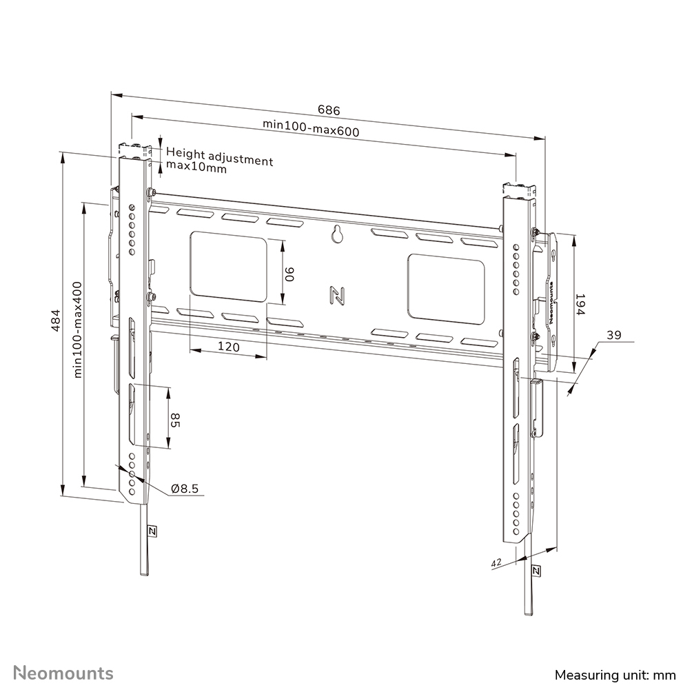 Neomounts LEVEL-750 Wandhalterung fest (VESA 600x400) WL30-750BL16
