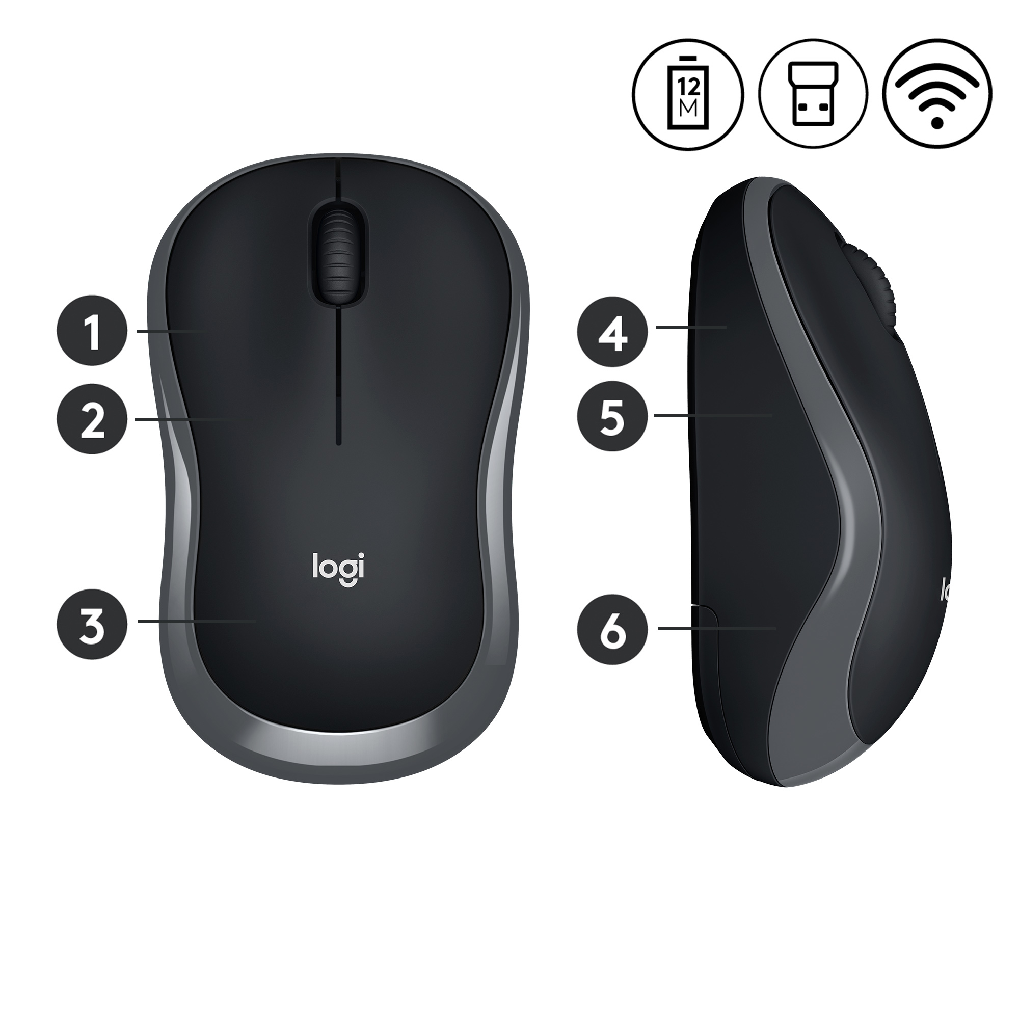 Logitech Maus M185, grau