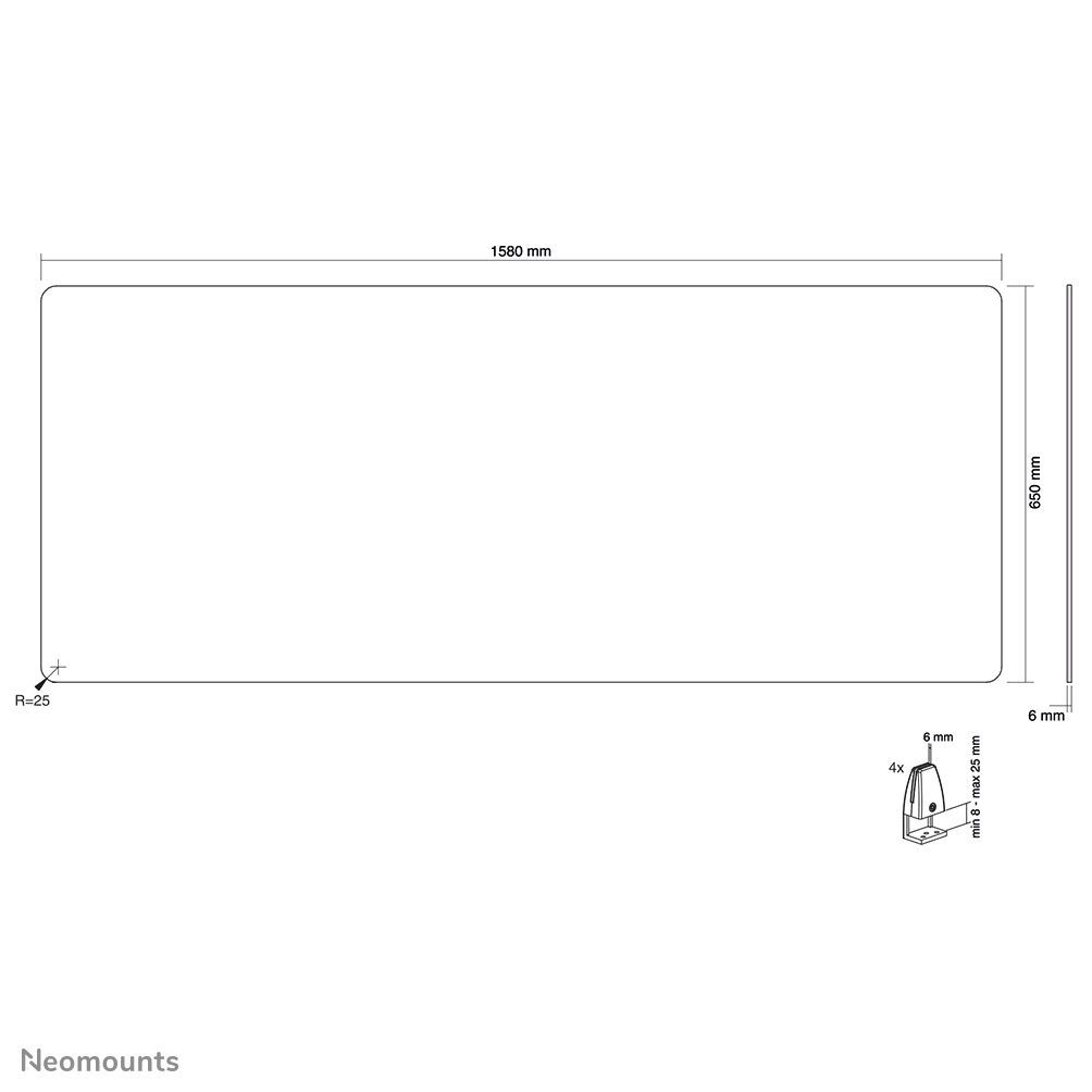 Neomounts Transparenter Schutzschirm - Transparent - 1 Stück(e) - Landschaft - 6 mm - 1580 mm - 65 mm