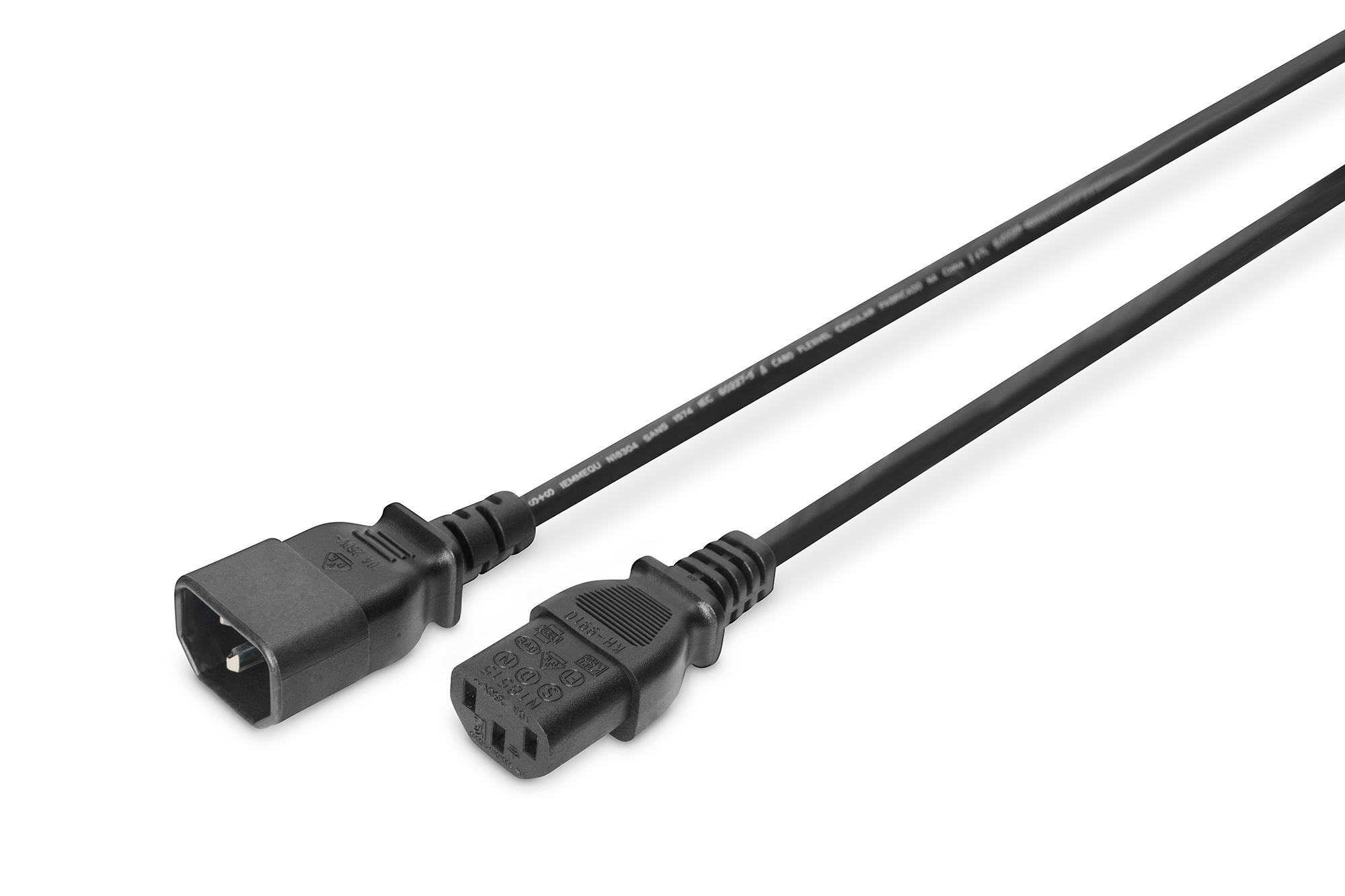 DIGITUS AK-440201-012-S Netzverlängerungskabel, C14 - C13 St/Bu, 1.2m