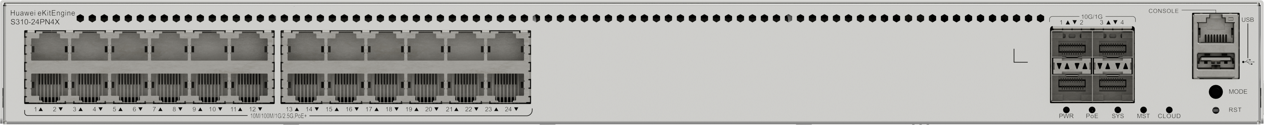 HUAWEI Switch S310-24PN4X (24*  10/100/1000/2.5 GEBASE-T ports (400 W poE+),4*10GE SFP+ ports, built-in AC power)