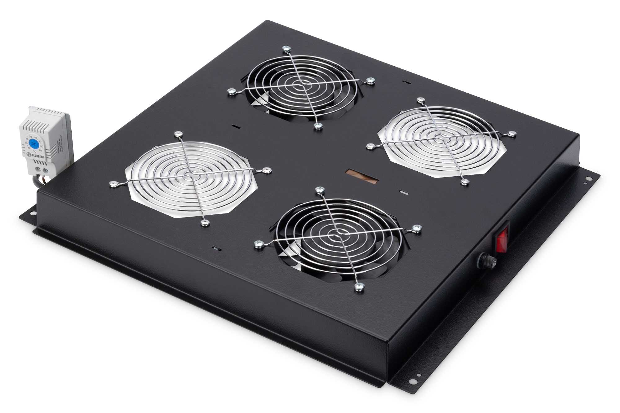 DIGITUS DN-19 FAN-2-B-N Schrank Zubehör 19" Dachlüftereinheit für Unique Netzwerkschränke 2 Lüfter Thermostat Schalter schwarz DN-19 FAN-2-B-N