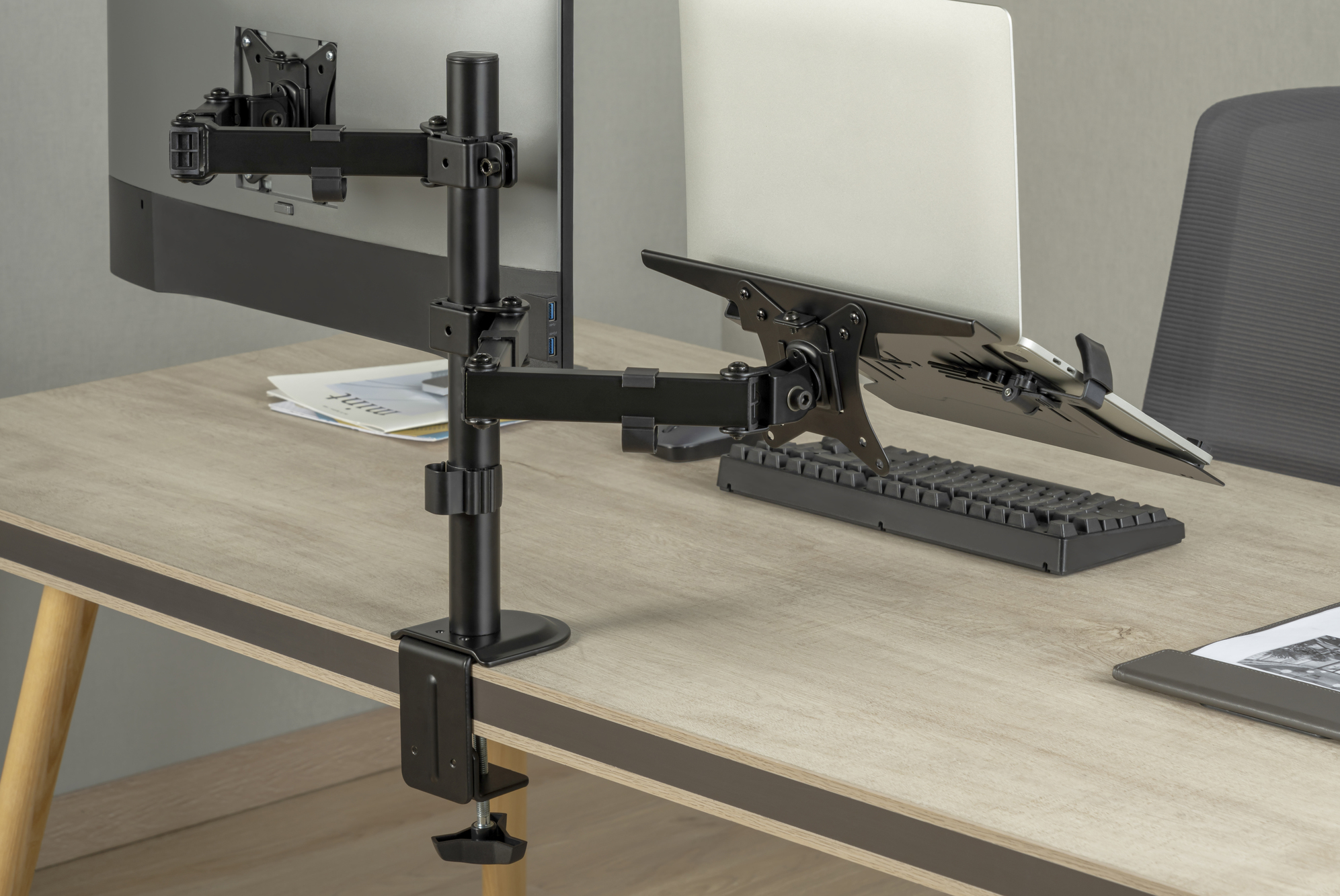 DIGITUS DA-90436 Universal Monitorhalter mit Notebookhalterung