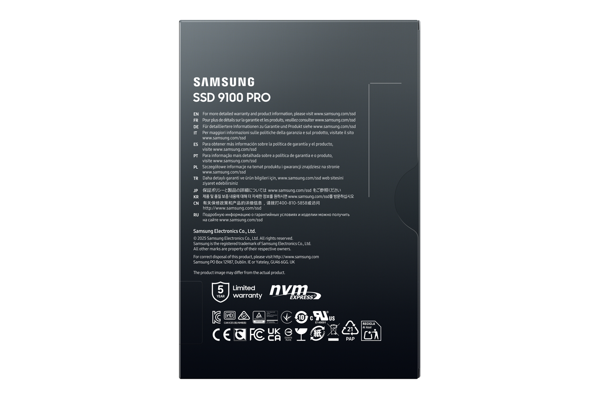 SSD Samsung M.2 2280 9100 PRO 2 TB PCIe 5.0 x4 (MZ-VAP2T0BW)