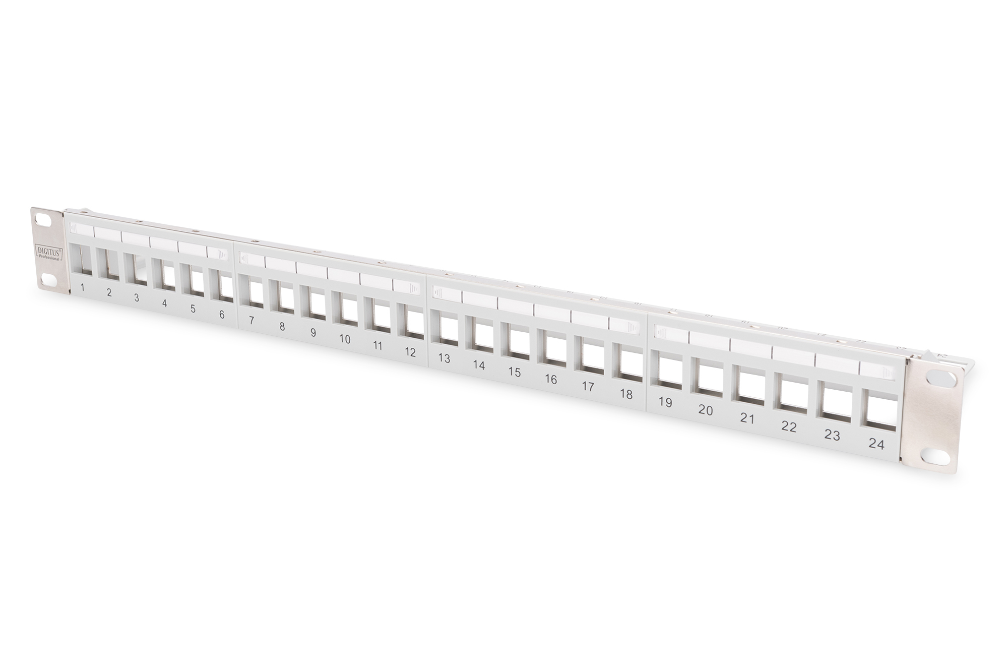 DIGITUS DN-91410-LF Patchpanel für Keystone Jacks 1HE - unbestückt, grau