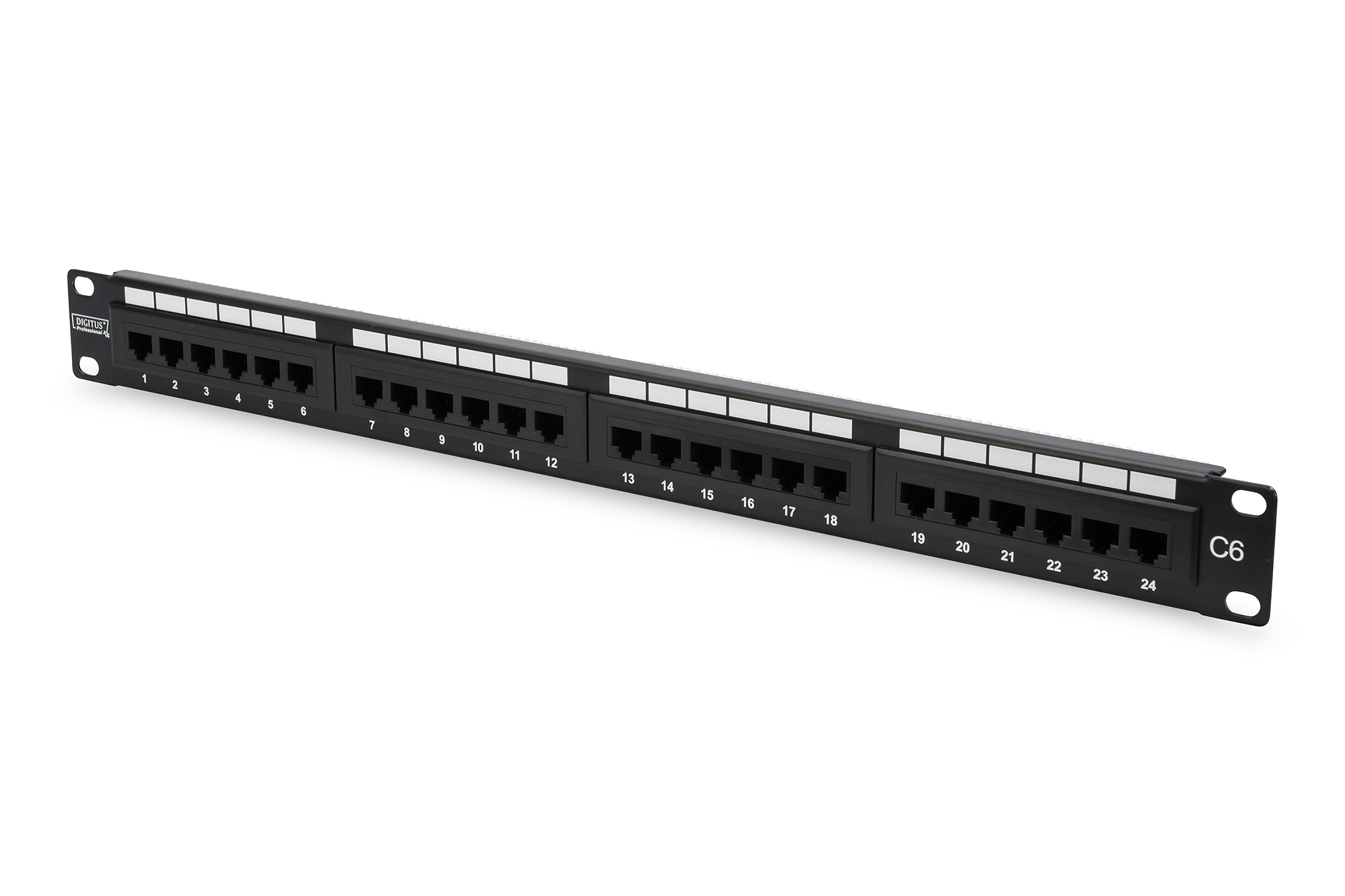 DIGITUS DN-91624U Patchpanel CAT 6 Klasse E ungeschirmt 24-Port 1HE                            8P8C LSA Schwarz RAL 9005 DN-91624