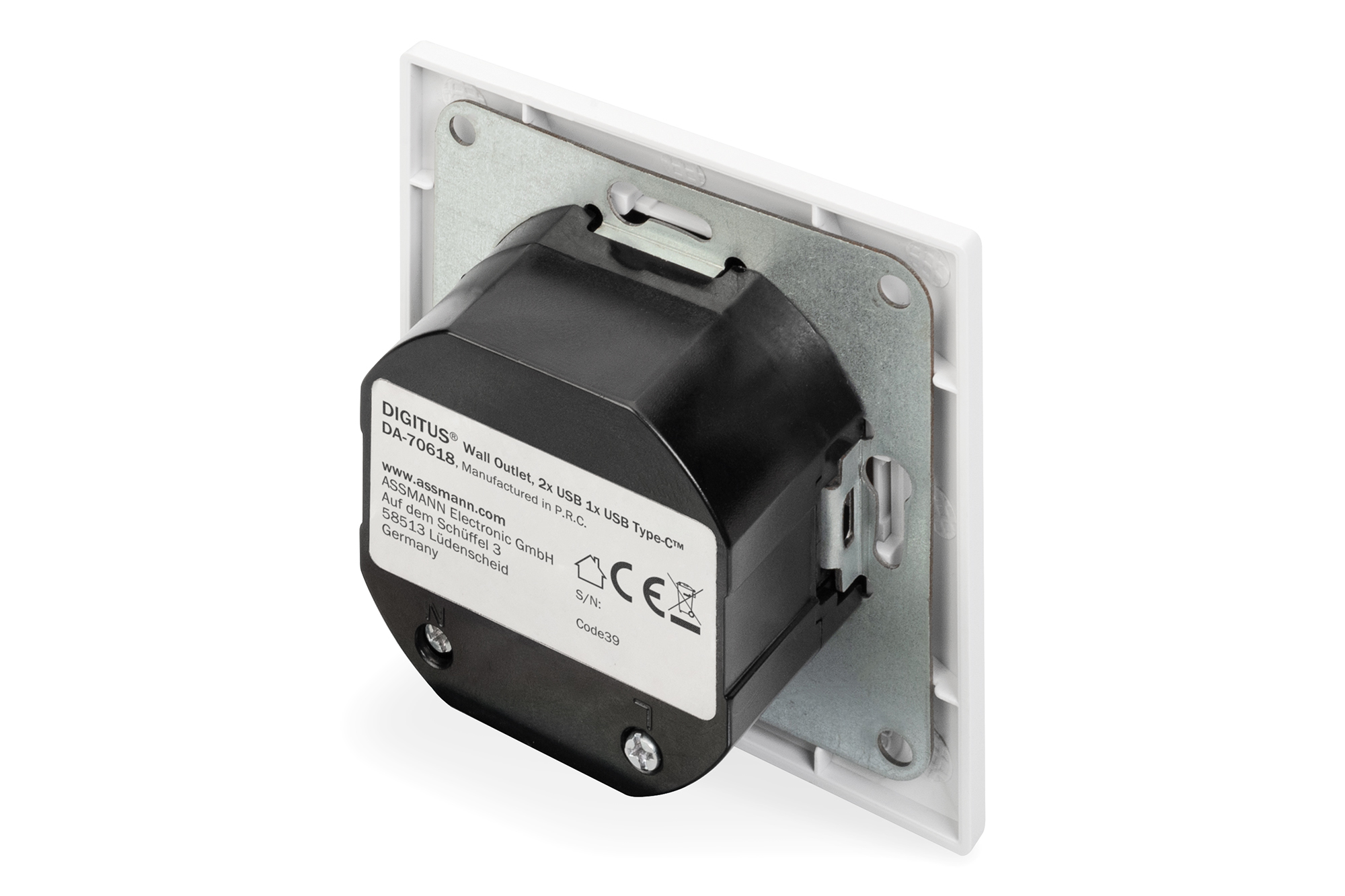 DIGITUS DA-70618 Steckdose mit USB A & USB-C™ Ports, Unterputz-Montage
