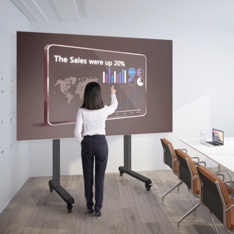 white shirt, presentation screen, office desk, woman, conference room
