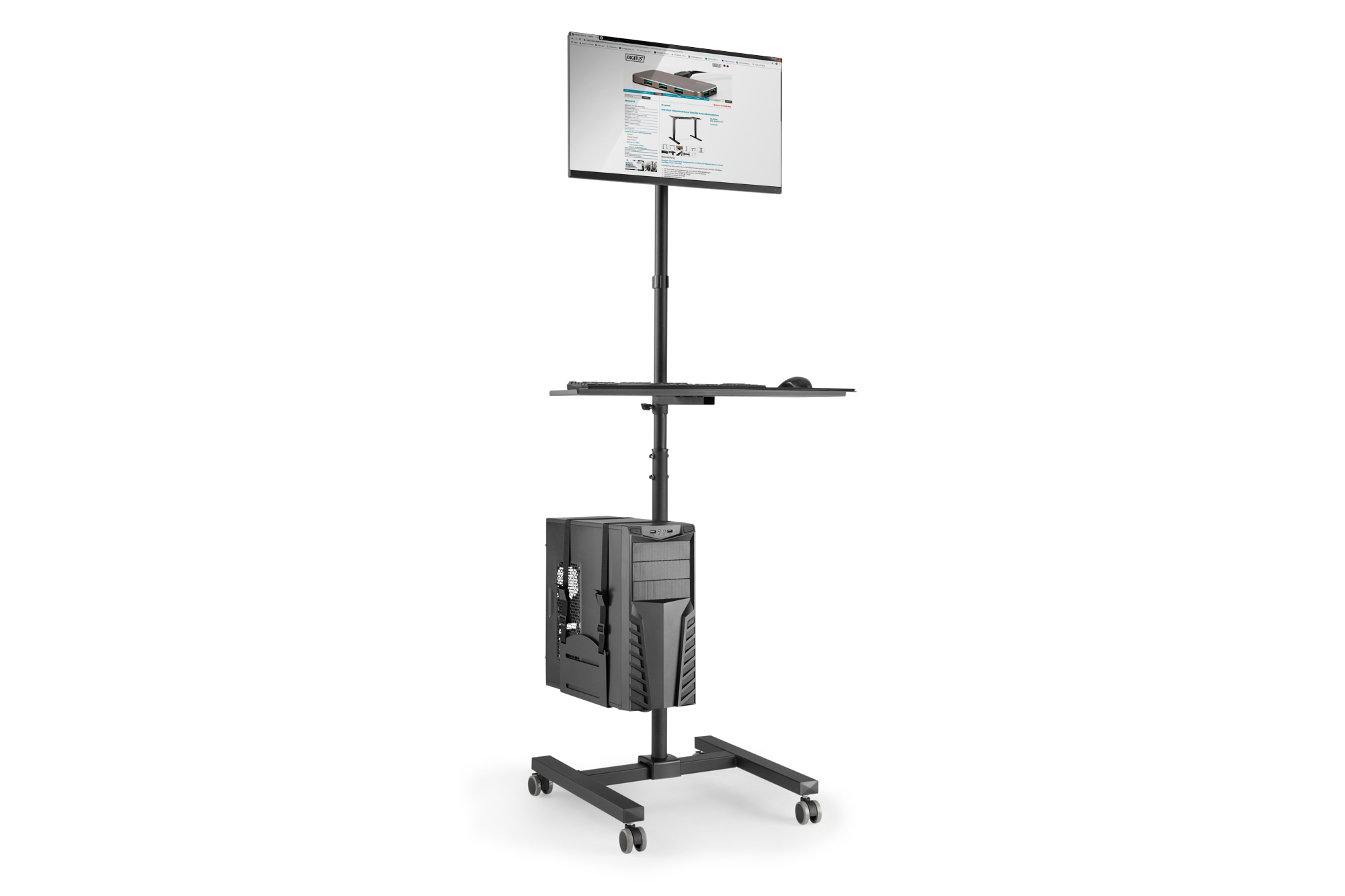 DIGITUS DA-90374 Mobiler Arbeitsplatz mit individueller Höhenverstellung