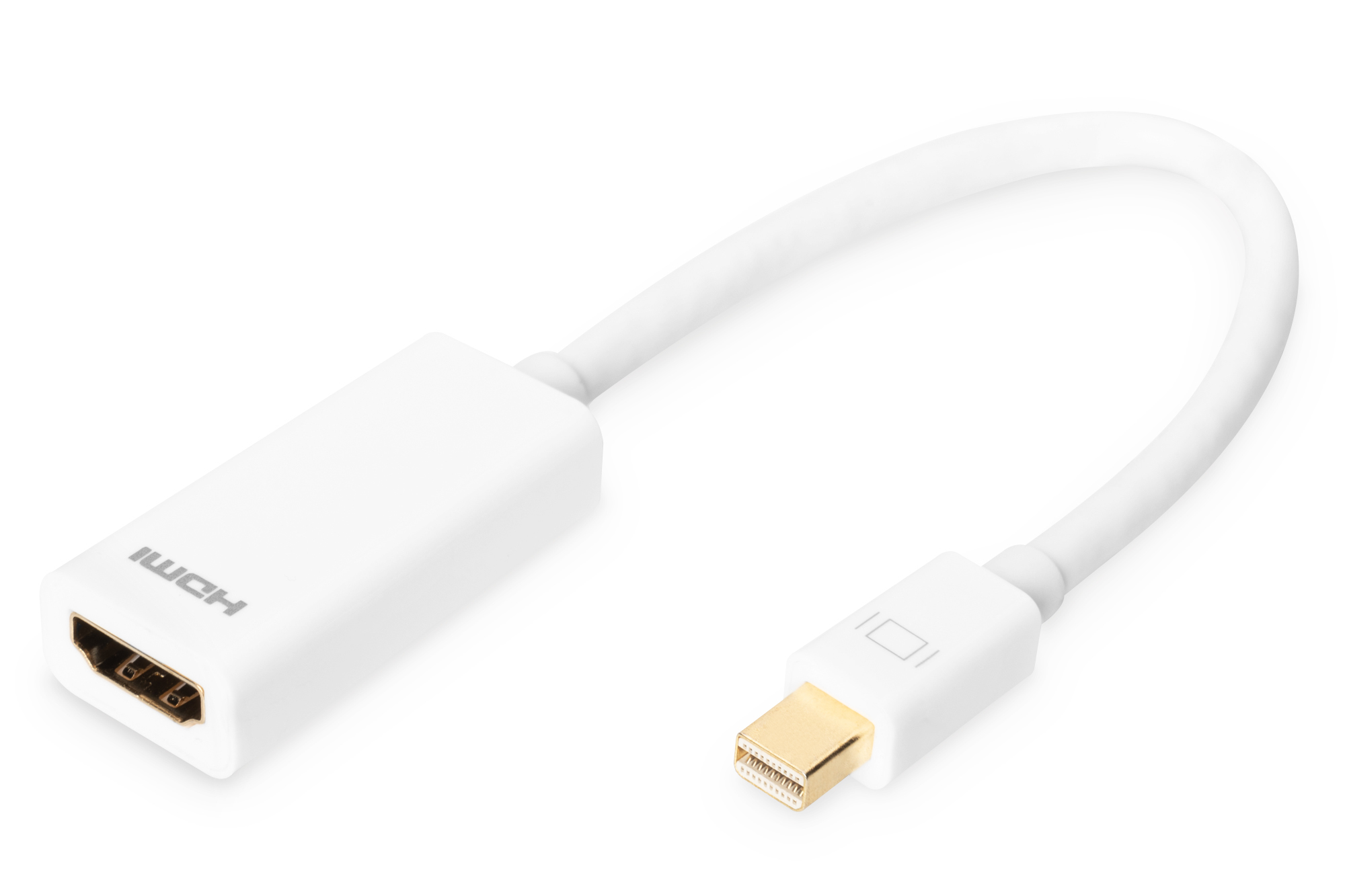 DIGITUS DB-340404-001-W DisplayPort Adapterkabel, mini DP - HDMI Typ A St/Bu, 0.15m