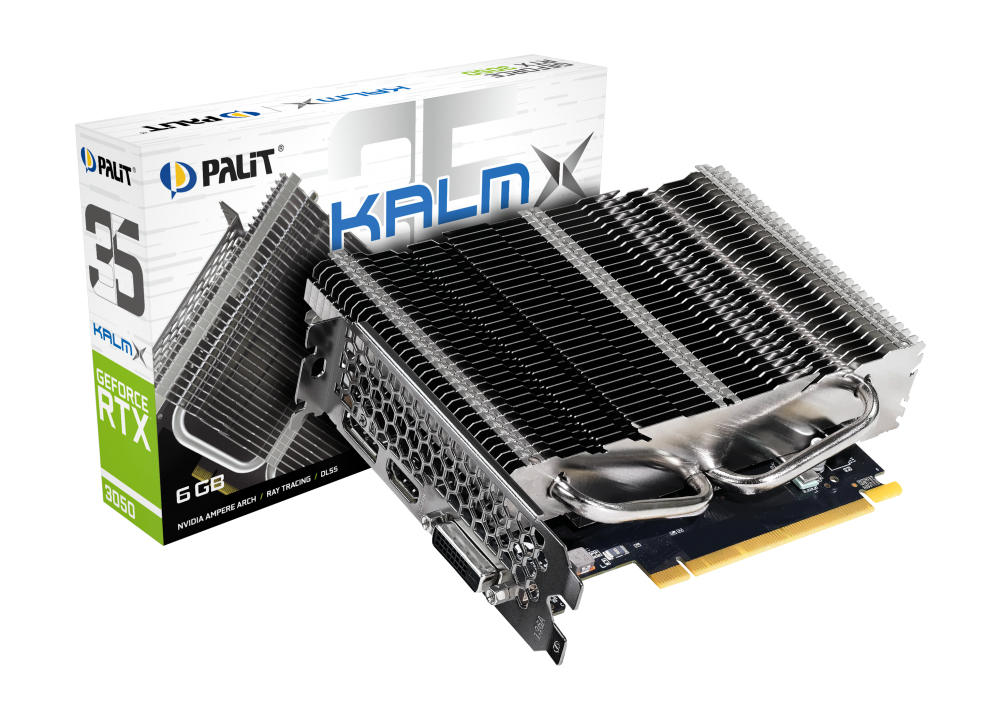 VGA Palit Dual GeForce RTX 3050 KalmX passiv gekühlt - 6GB DDR6 -1x HDMI - 1x DP - 1x DVI