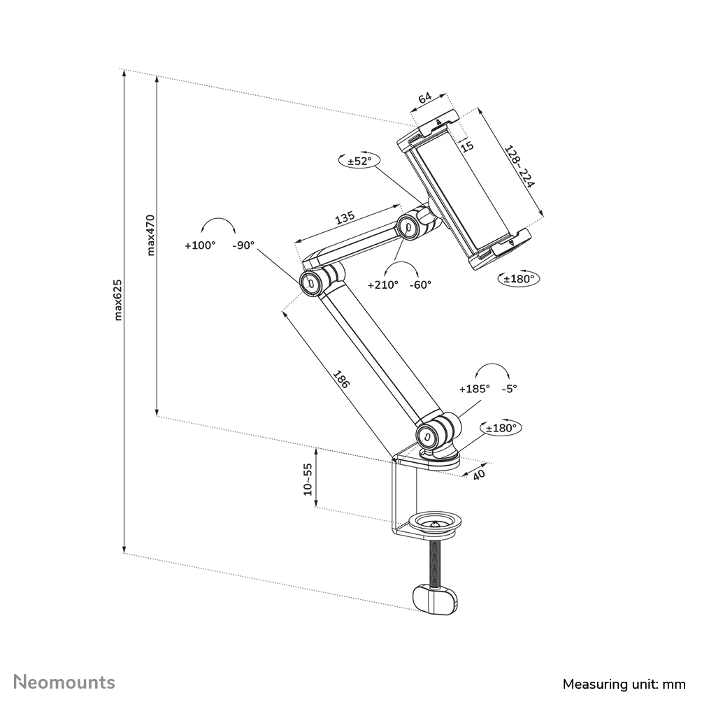Neomounts Tablet-Ständer - Tablet/UMPC - Passive Halterung - Tisch/Bank - Weiß