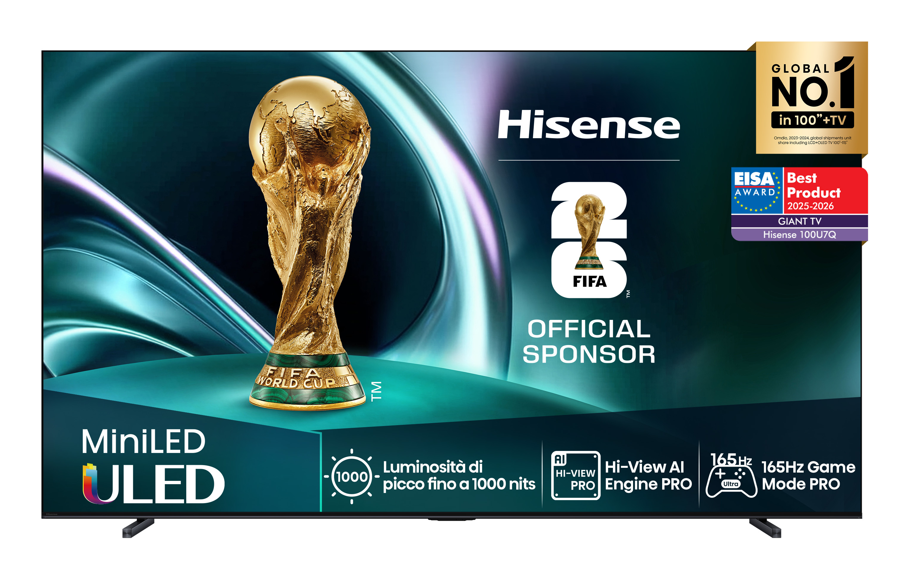 FIFA-Weltpokal, goldener Pokal, TV-Plakat, LED-Bildschirm, Sponsorenaufsteller